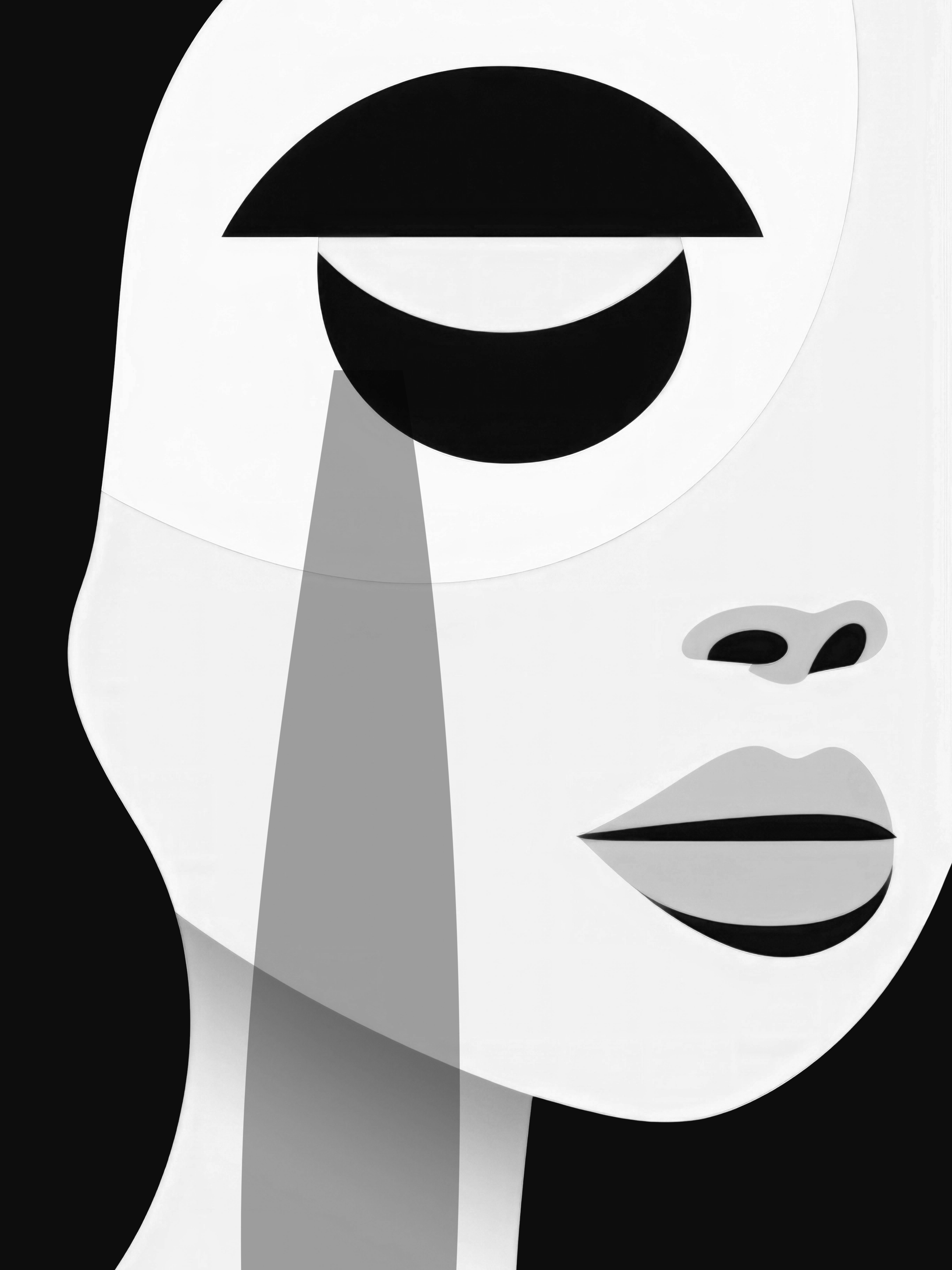 Abstrakt monokrom kvinneportrett plakat