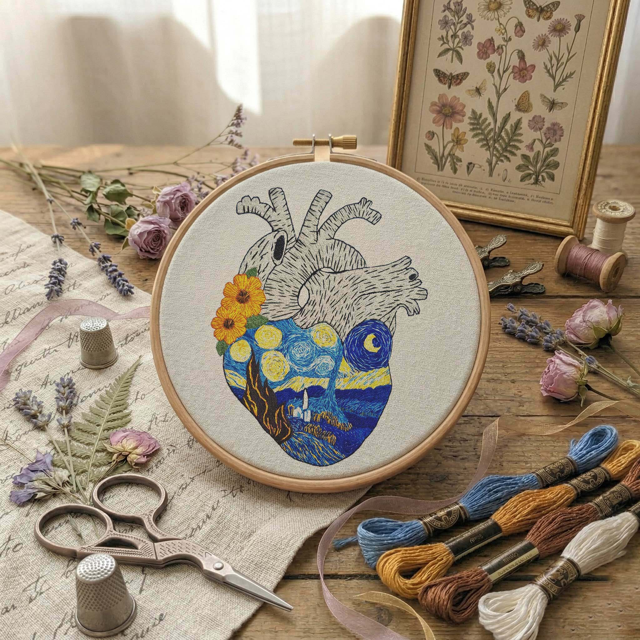 Handbroderimönster för blomvas