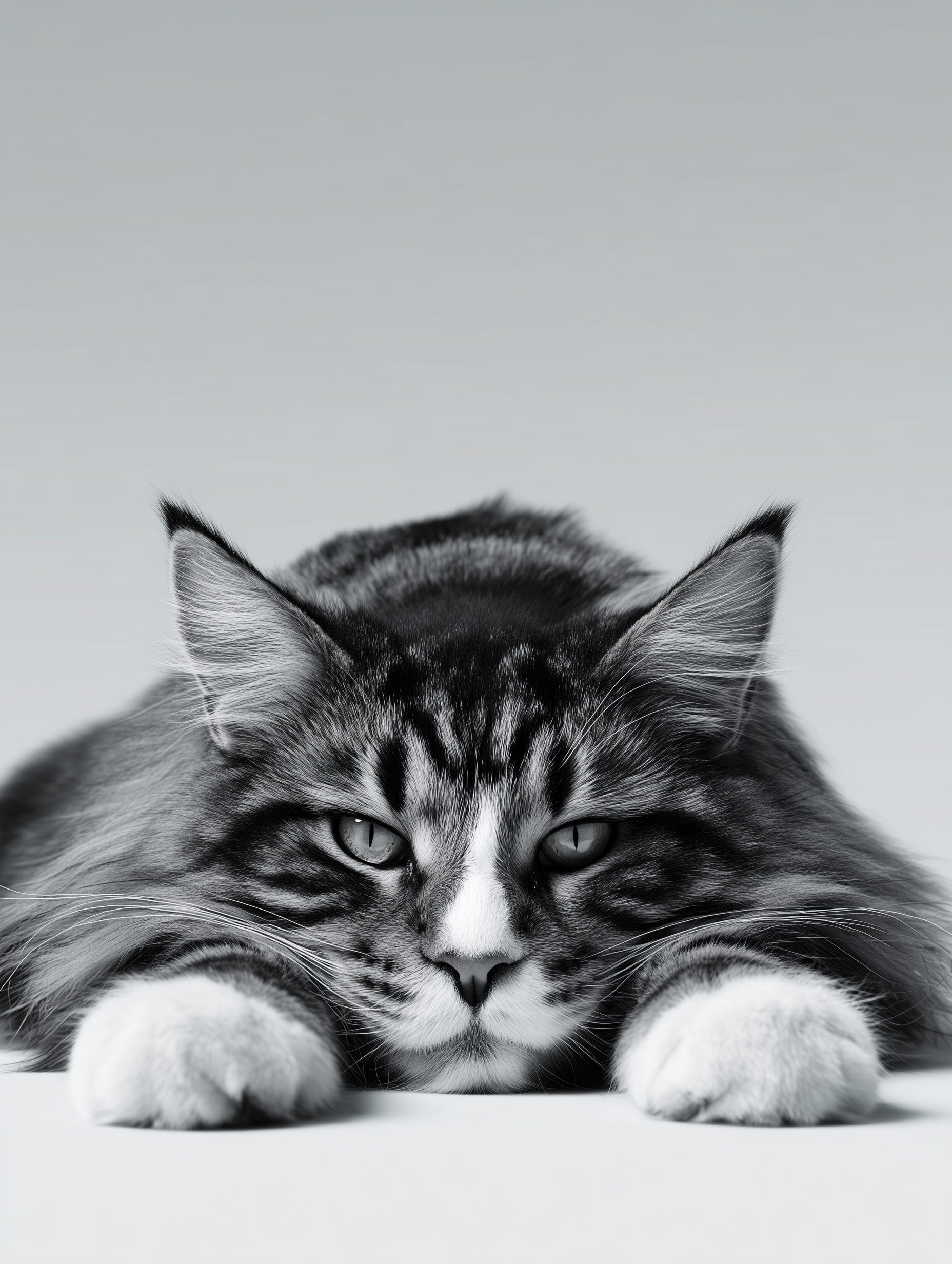 Maine Coon Cat Black and White Poster