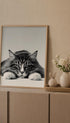 Maine Coon Cat Black and White Poster Mockup