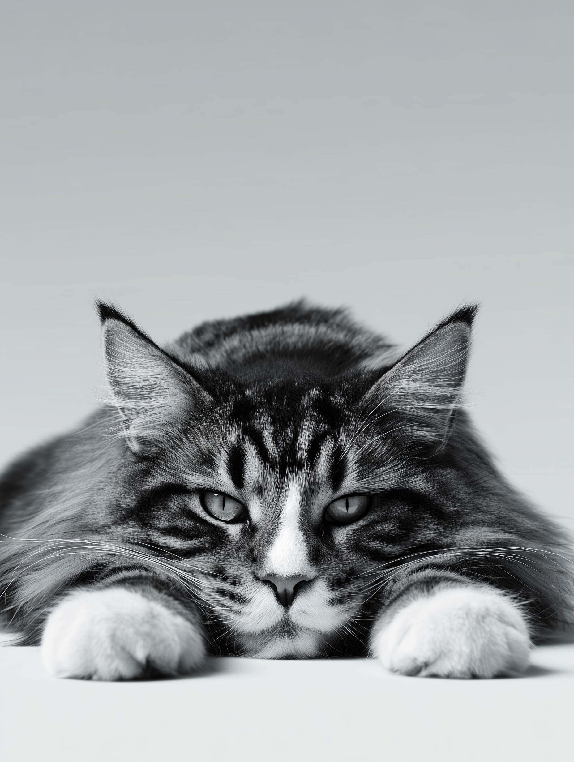 Maine Coon Cat Black and White Poster