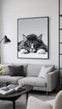Maine Coon Cat Black and White Poster Mockup