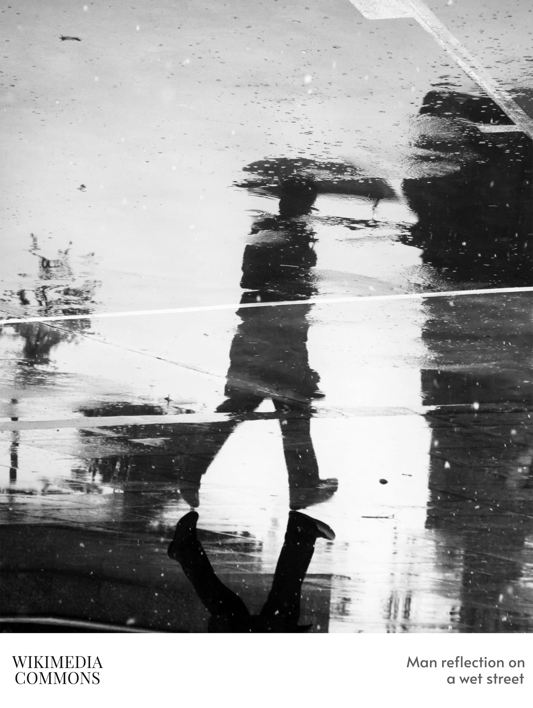 Man Reflection on a Wet Street Poster