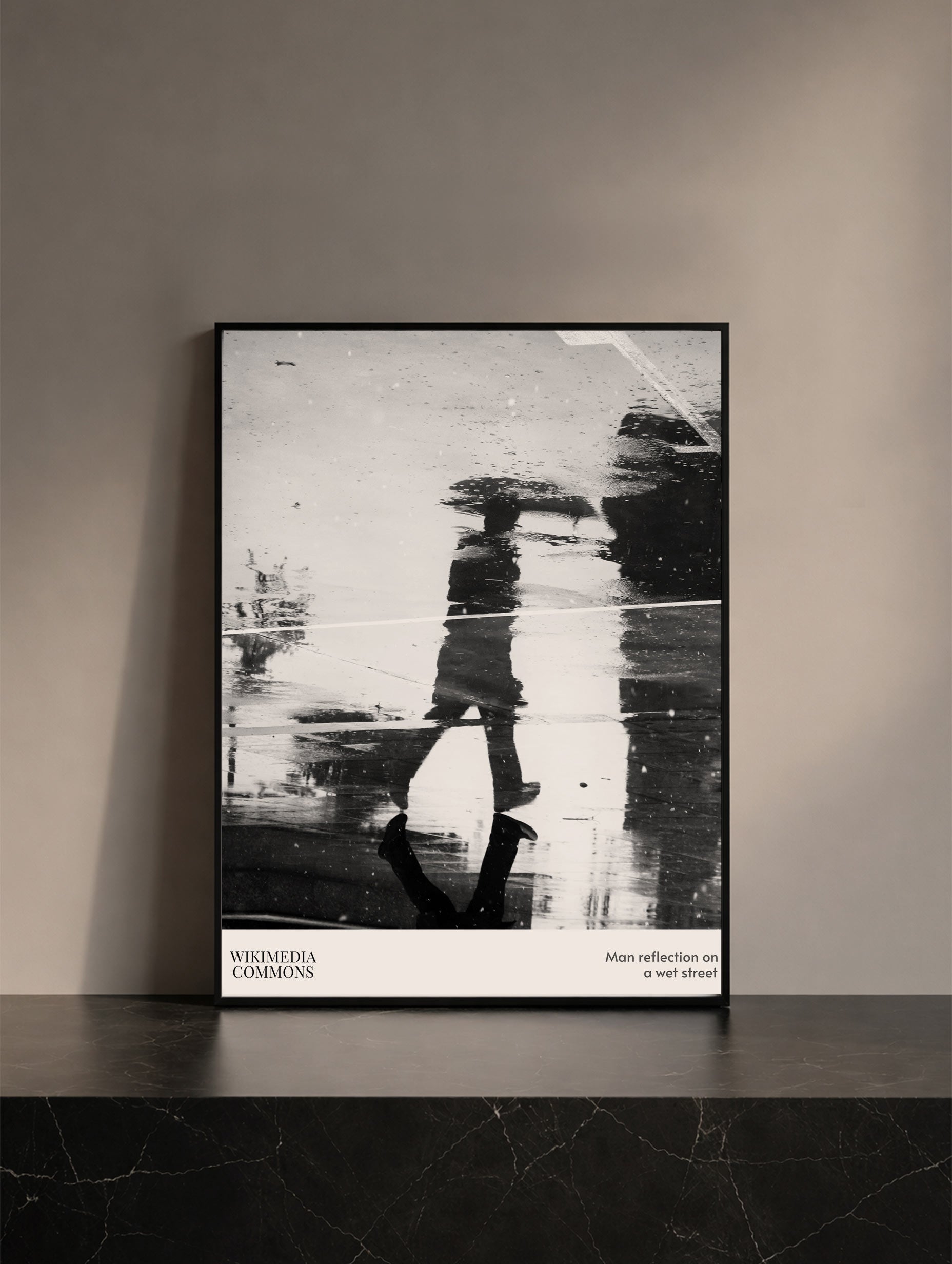 Man Reflection on a Wet Street Poster