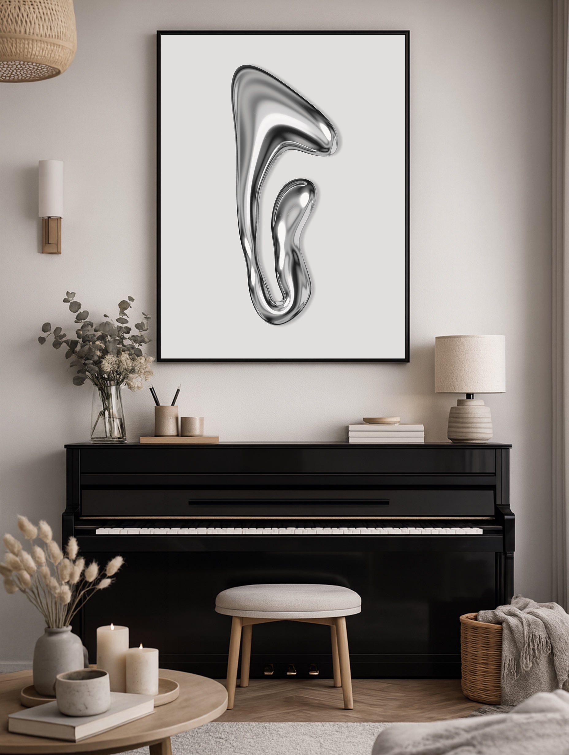 Metallic Liquid Shape Minimalist Poster Mockup