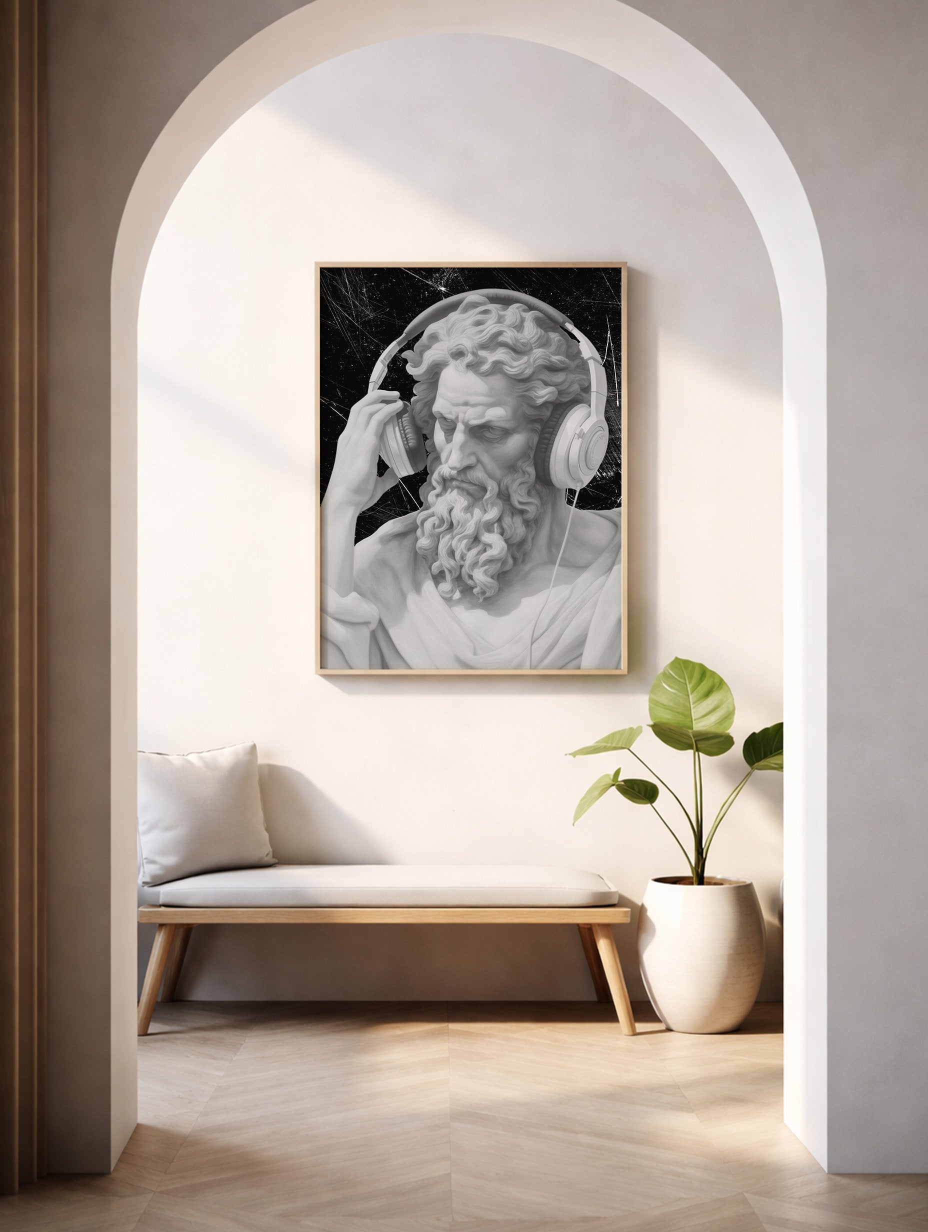 Michelangelo's sculpture of Moses Black and White Poster Mockup