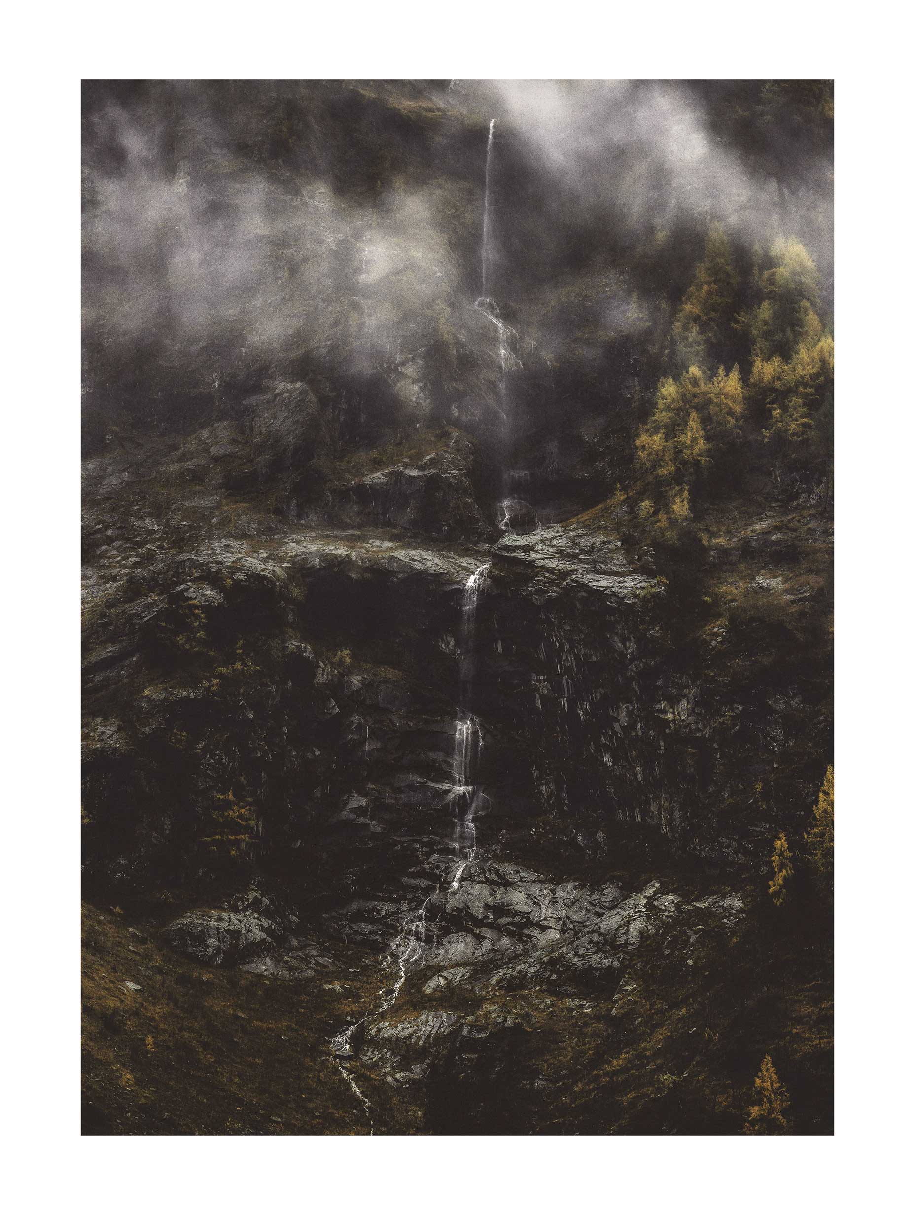 Misty Mountain Waterfall Wall Art