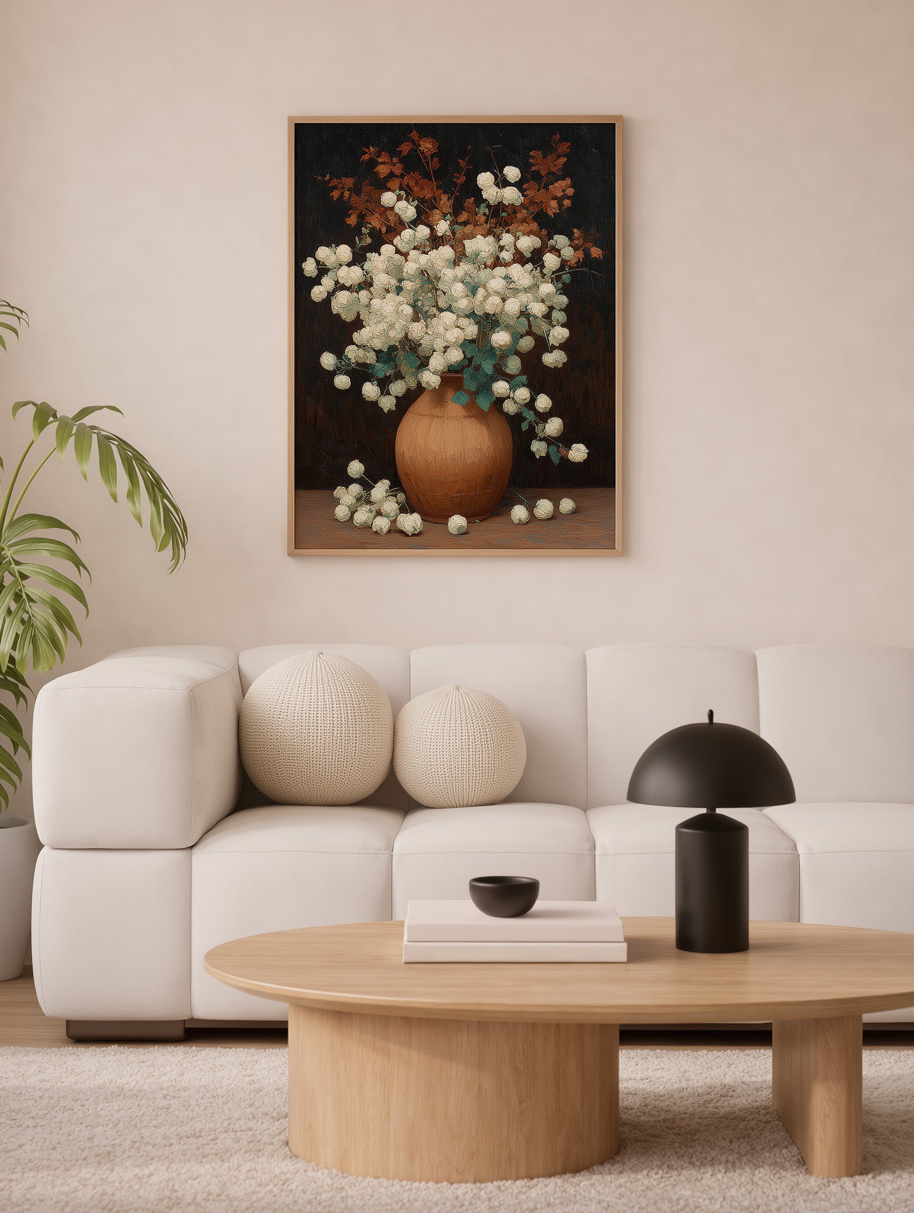 Vintage blomstervase blomsterkunsttrykk