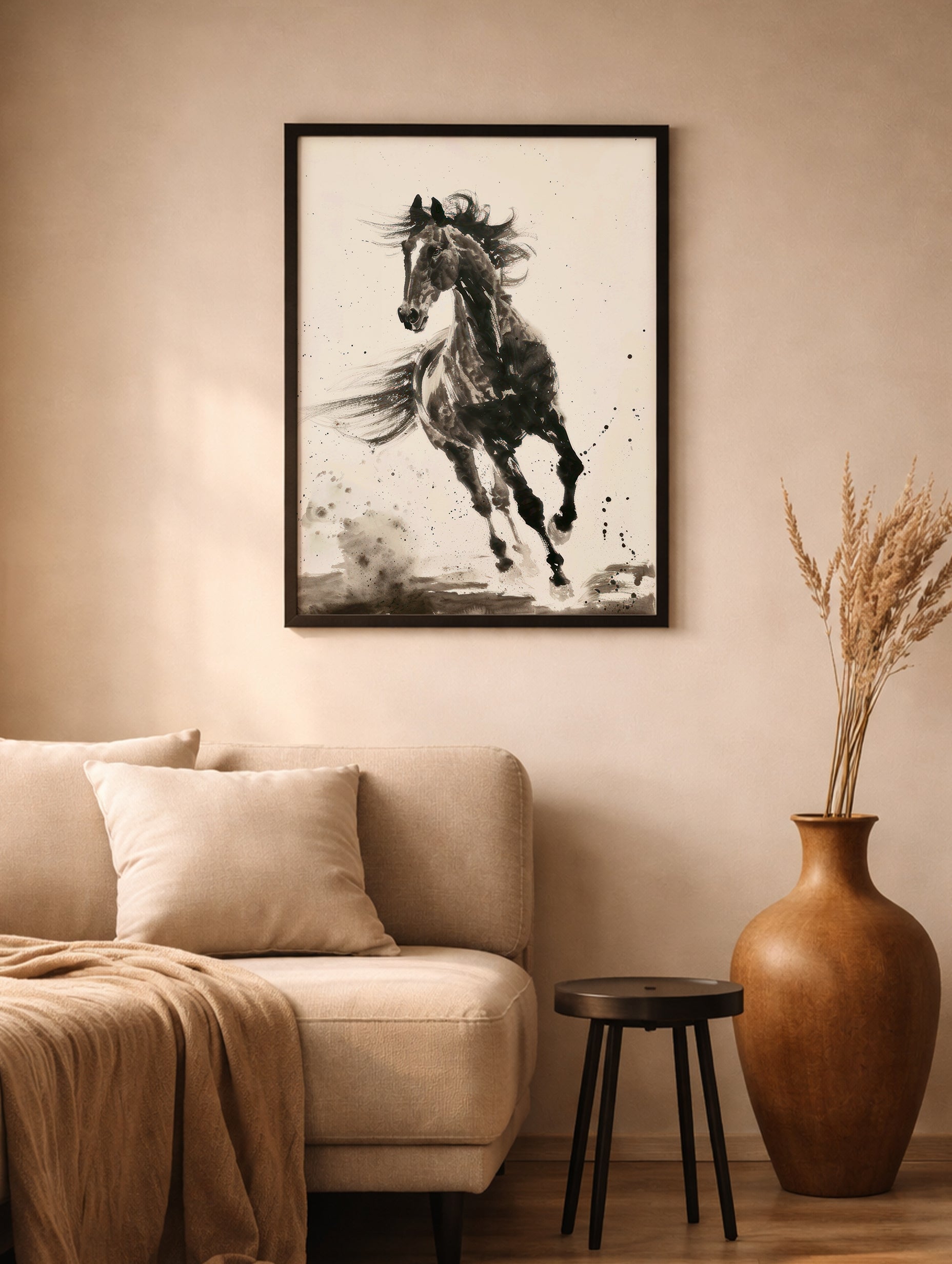 Dyretrykk med løpende hest