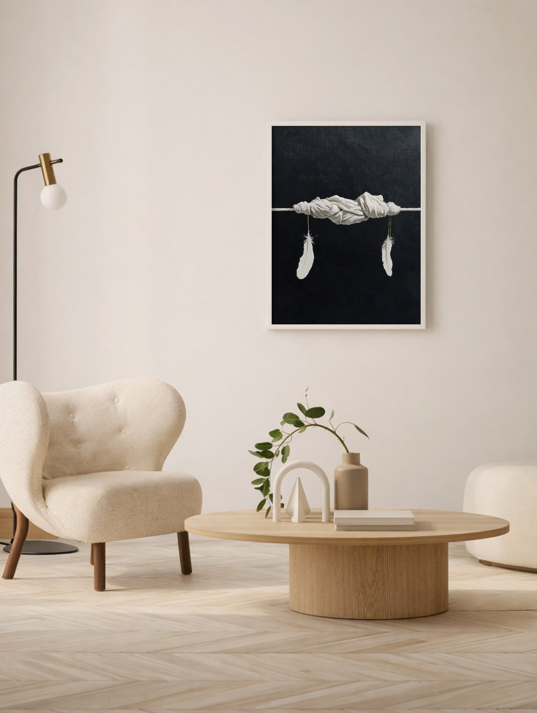 Minimalistisk kunsttrykk mellom to ender