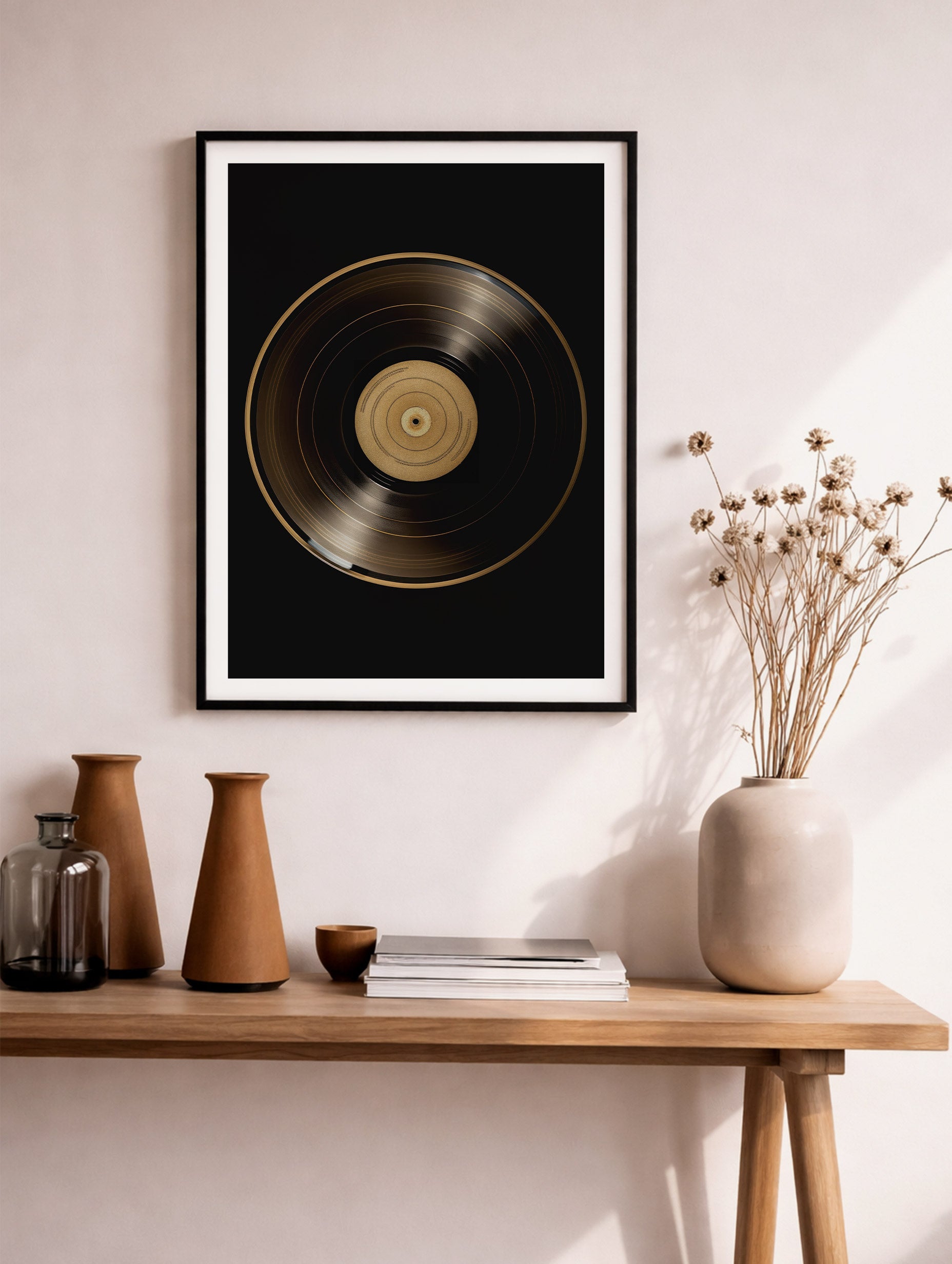 Gull vinylplate retro veggkunst