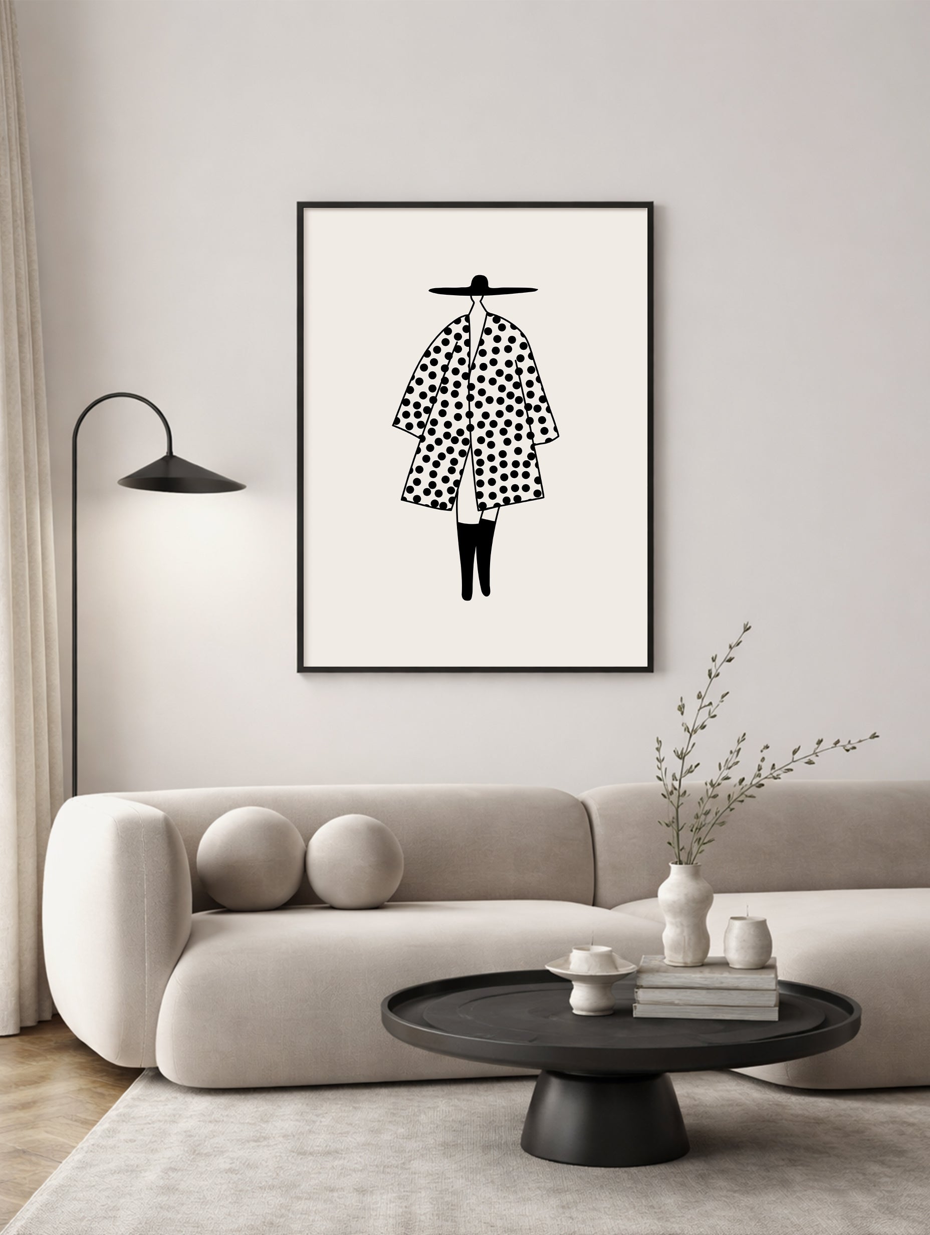 Polka Dot Figure Black and White Poster