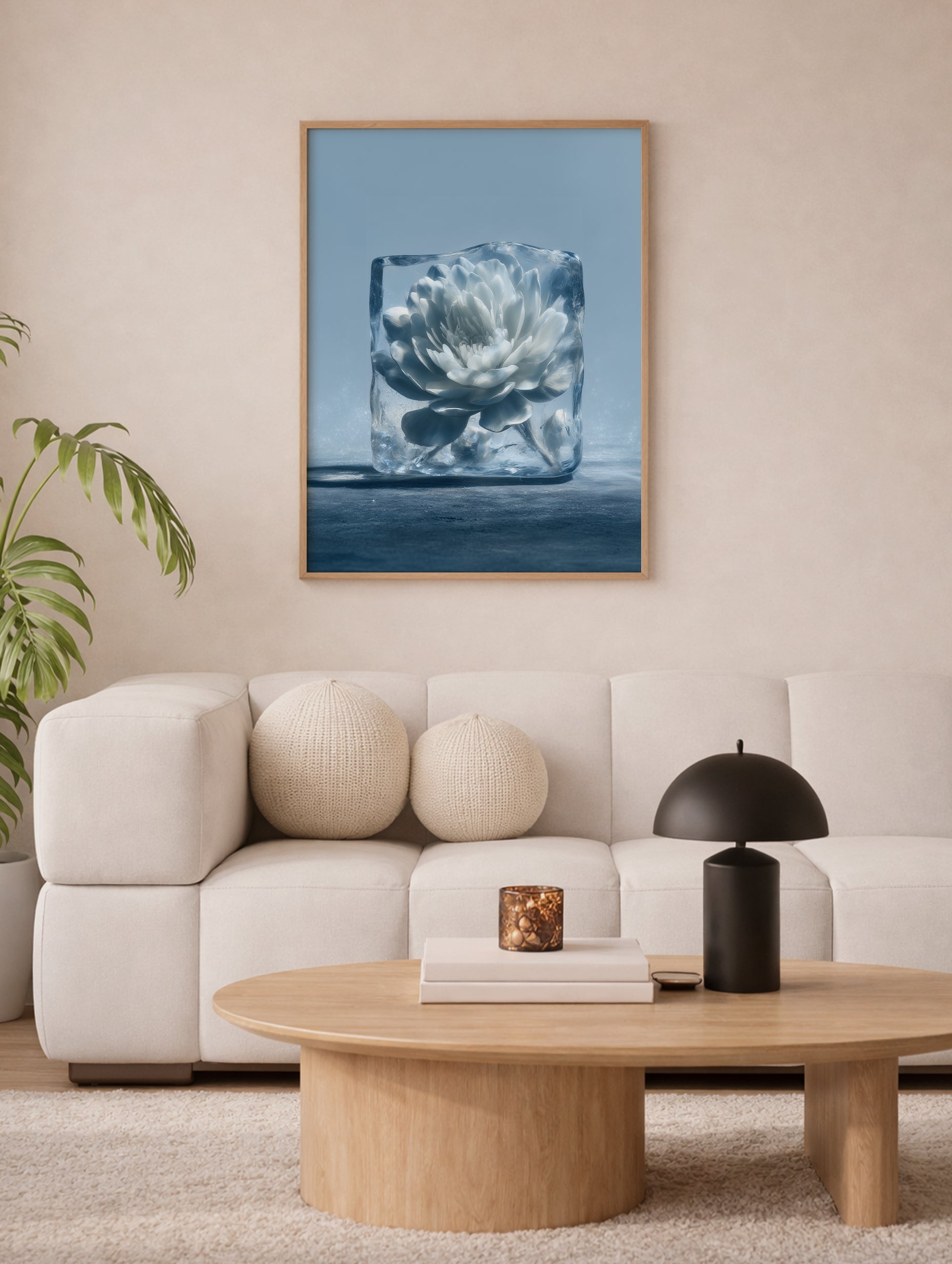 Peony Ice Block Flower Poster