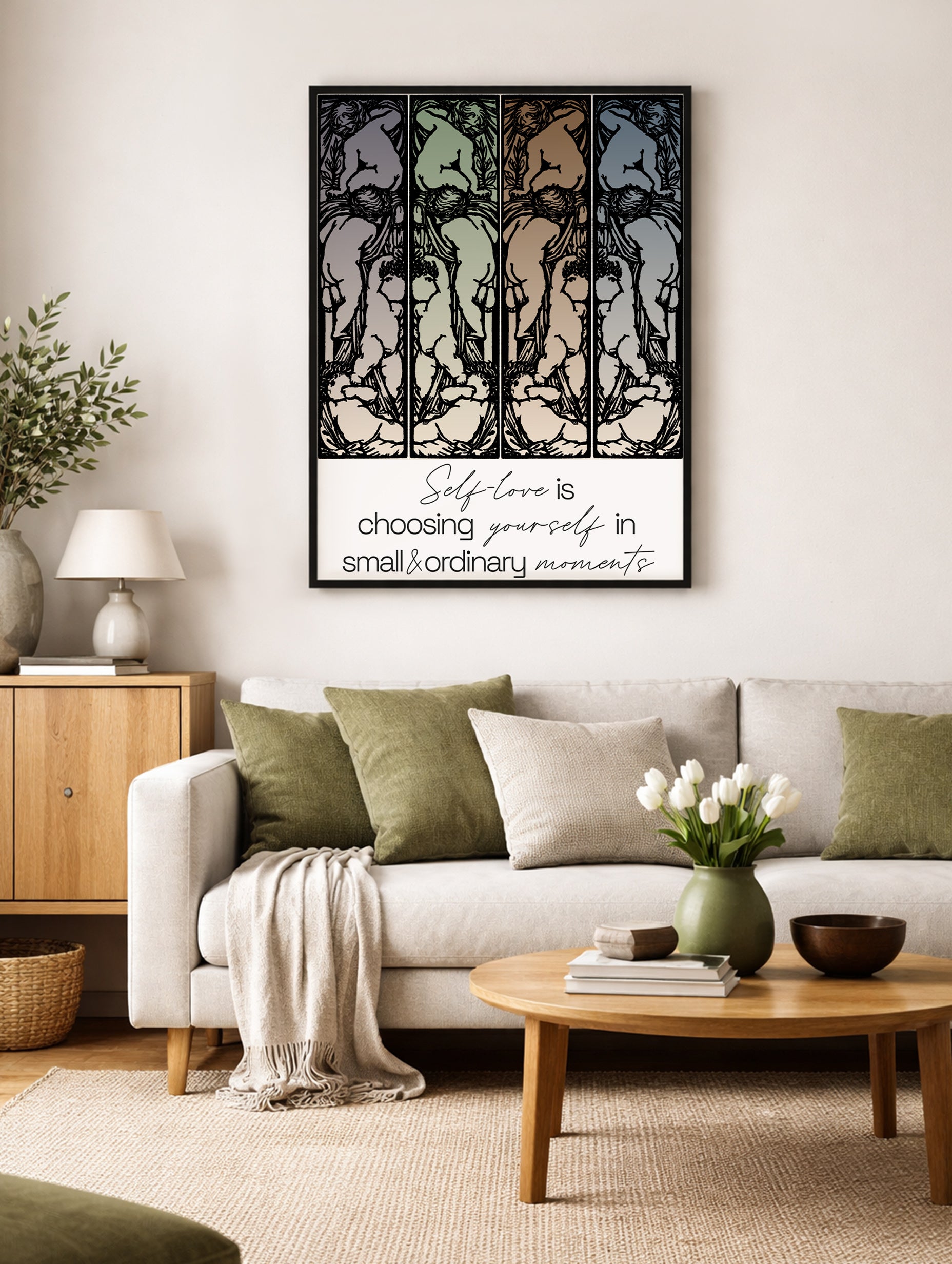 Första huset i en bosättning abstrakt konsttryck