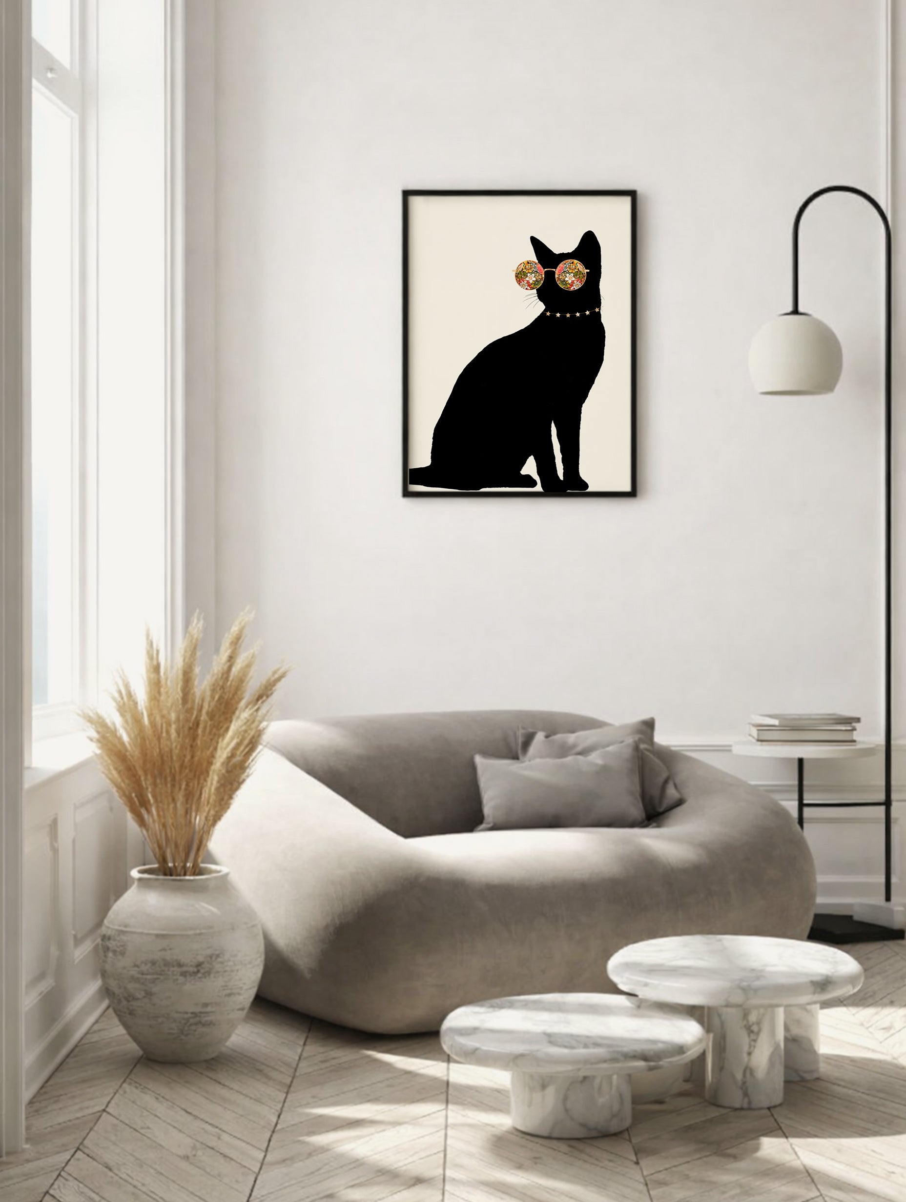 Plakat med svart katt og dyr