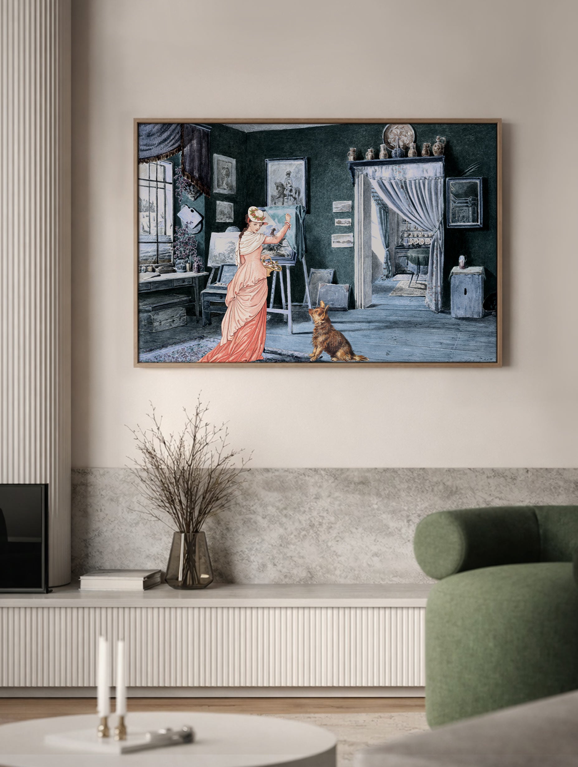 Första huset i en bosättning abstrakt konsttryck