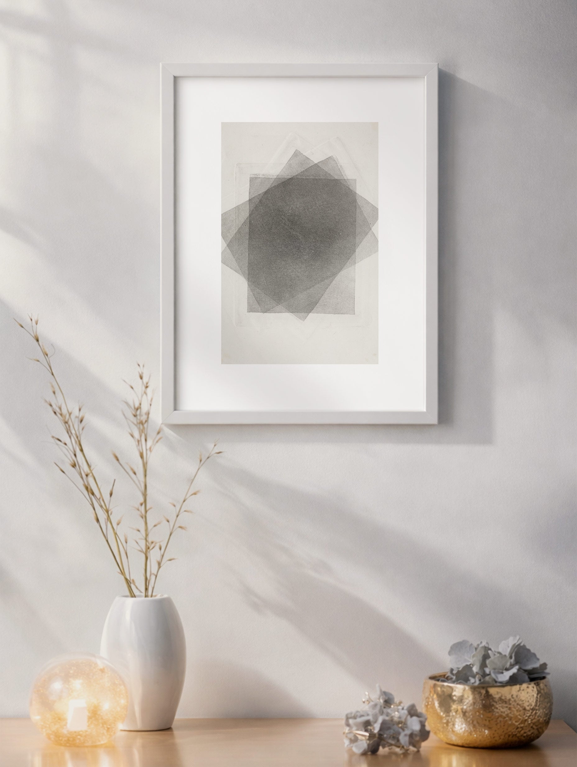 Första huset i en bosättning abstrakt konsttryck