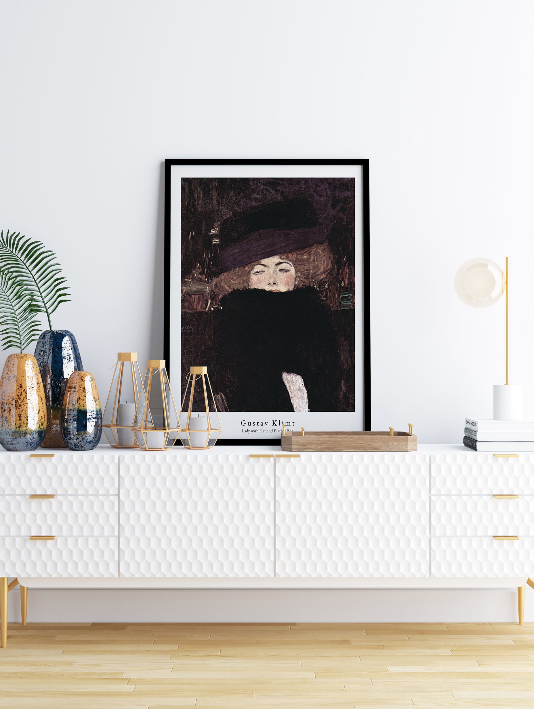 Dame med hatt og fjærboa - Gustav Klimt