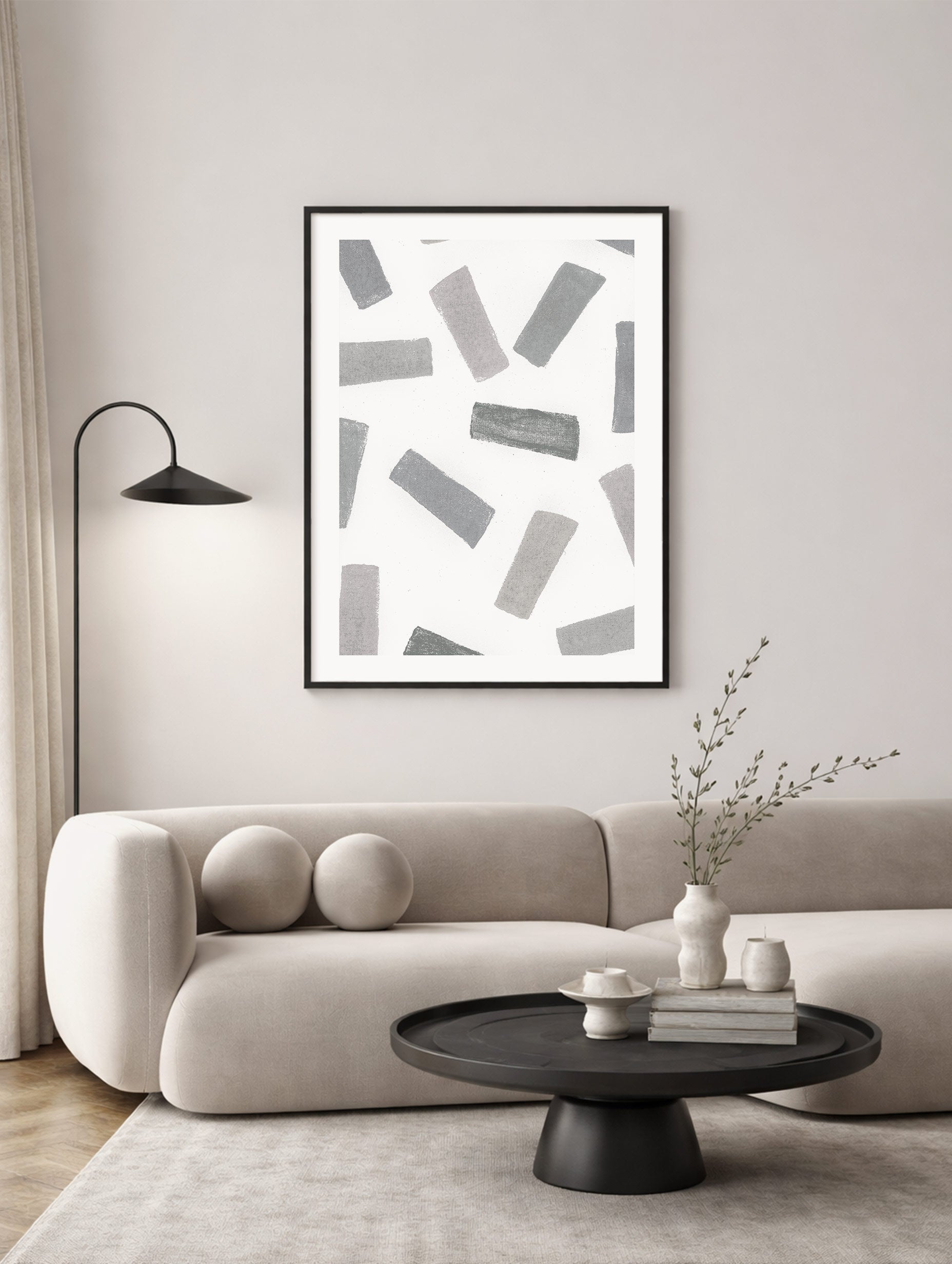 Grey Rectangle Pattern Abstract Art Print