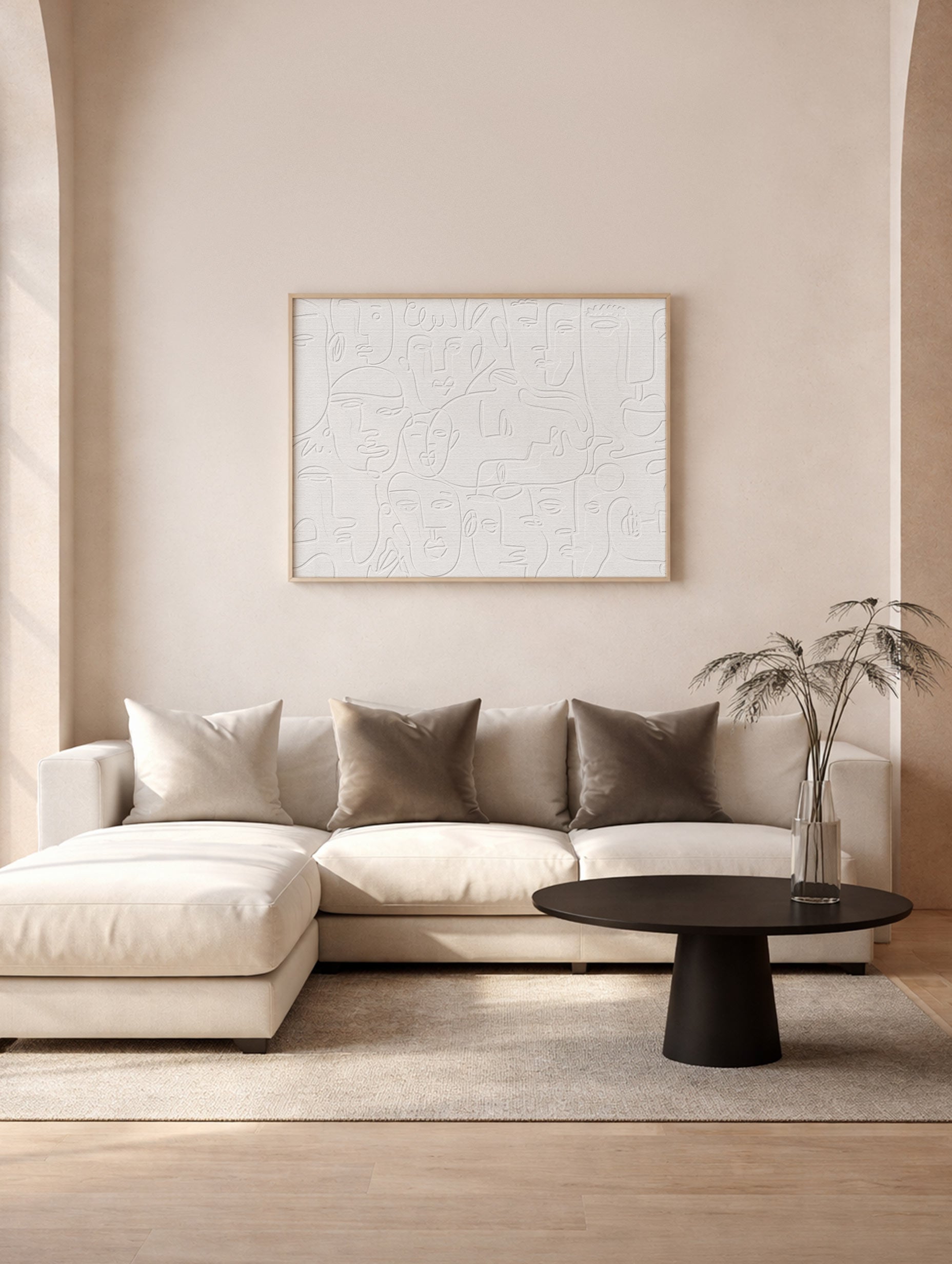 Abstract Faces Line Art Print