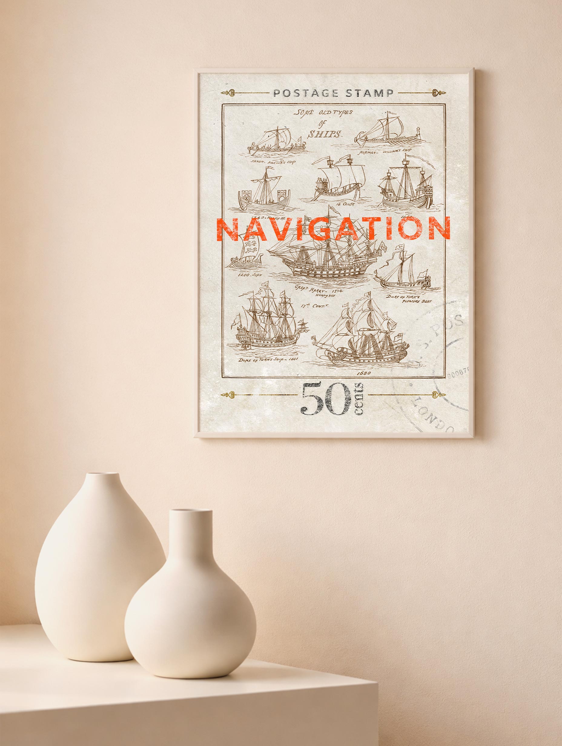 Navigation - Vintage Ship Poster Mockup