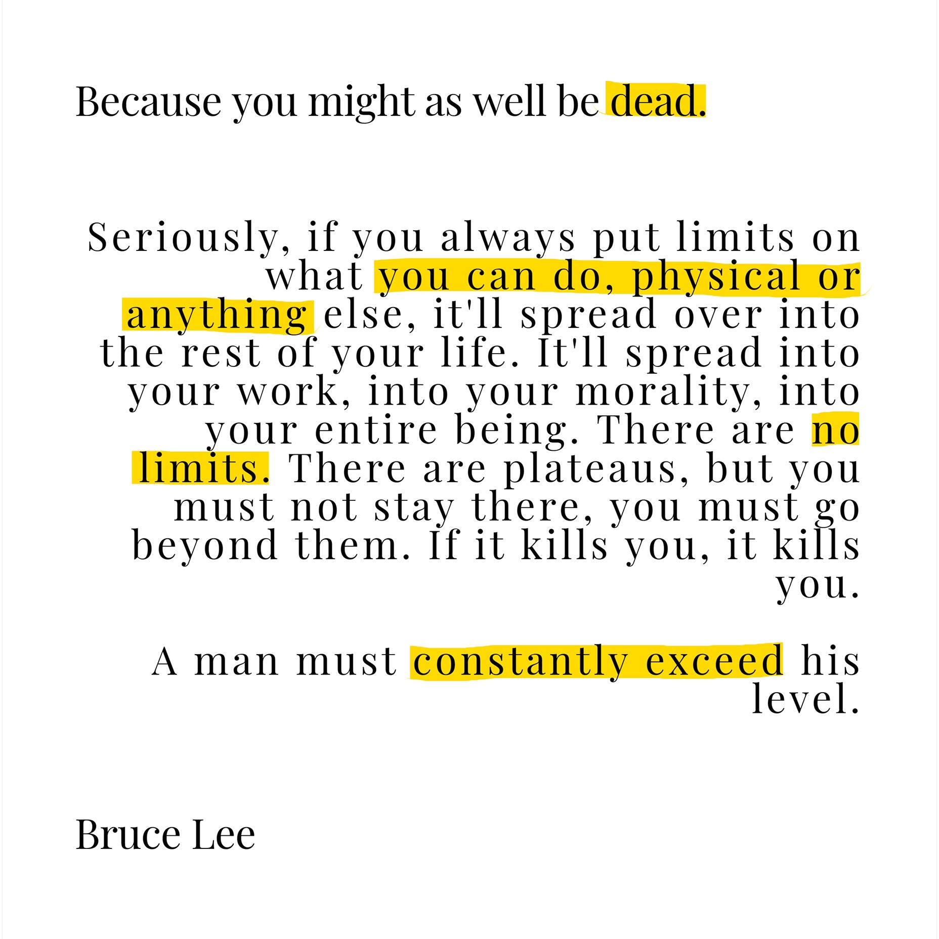No Limits Bruce Lee Quote Poster
