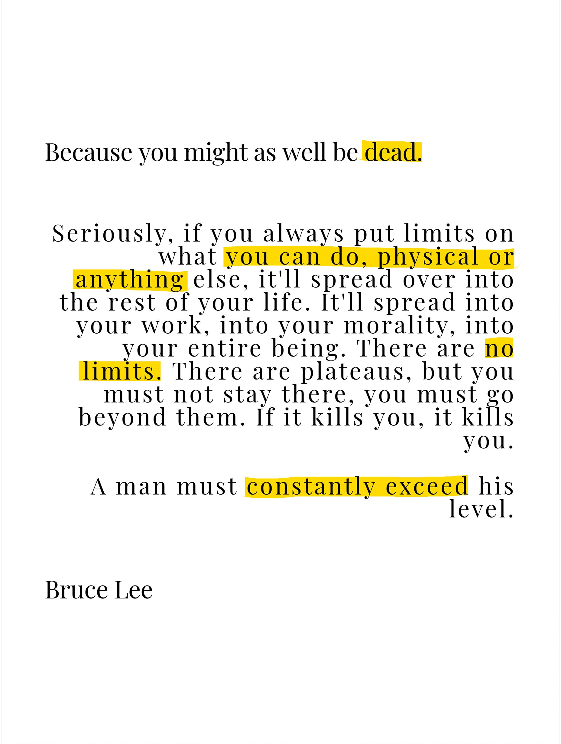 No Limits Bruce Lee Quote Poster
