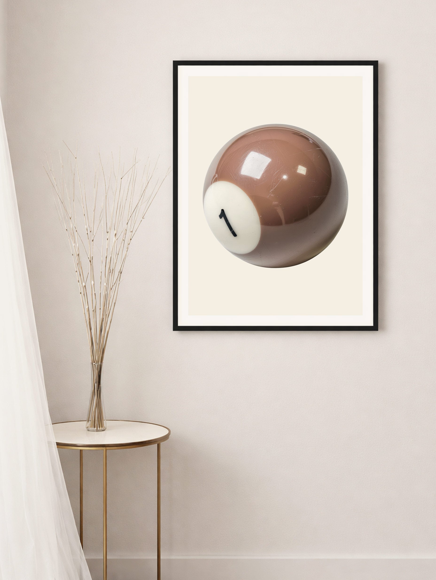 Number One Billiard Ball Minimalist Poster Mockup