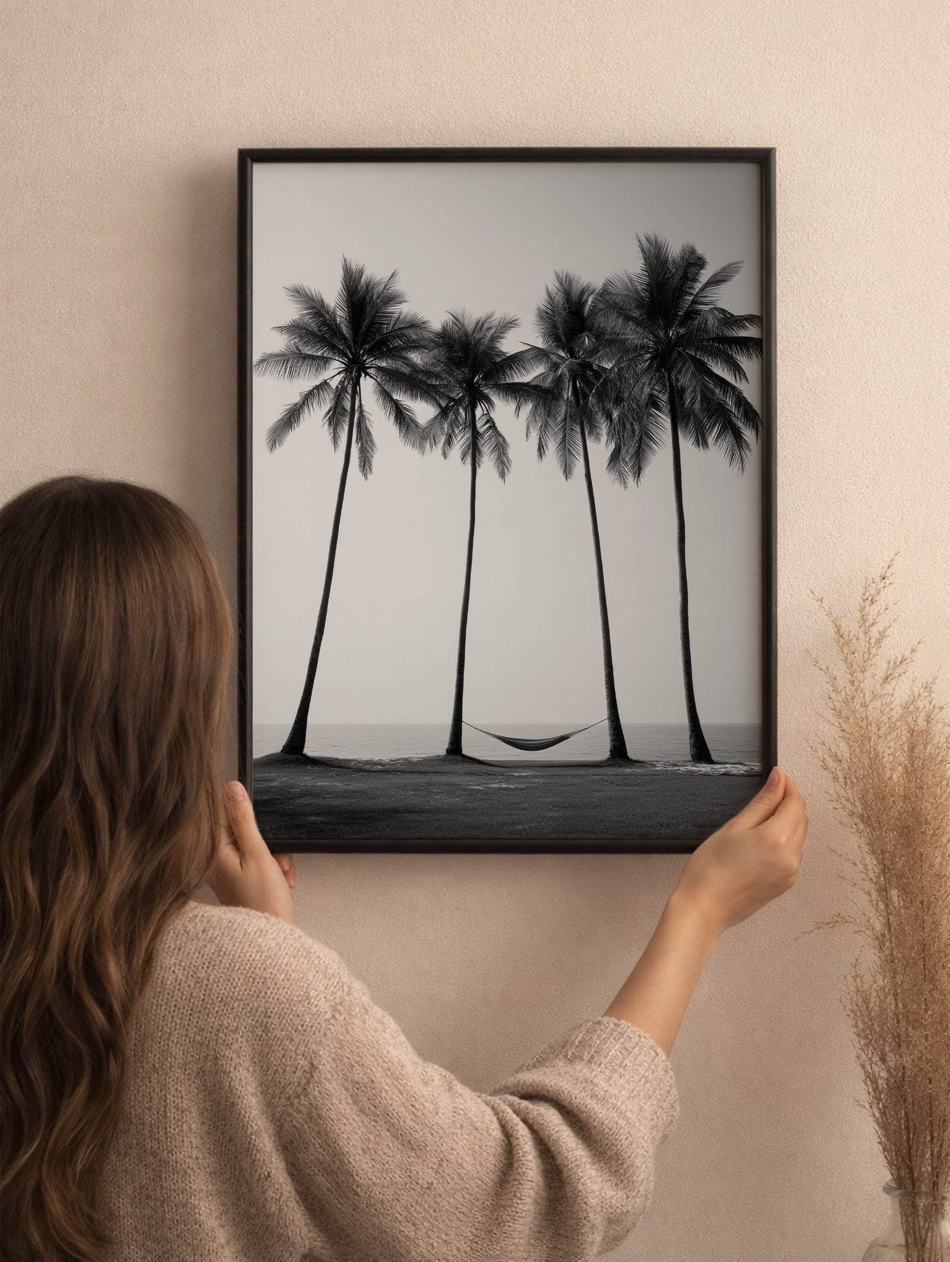 Palm Trees Black and White Botanical Poster Mockup