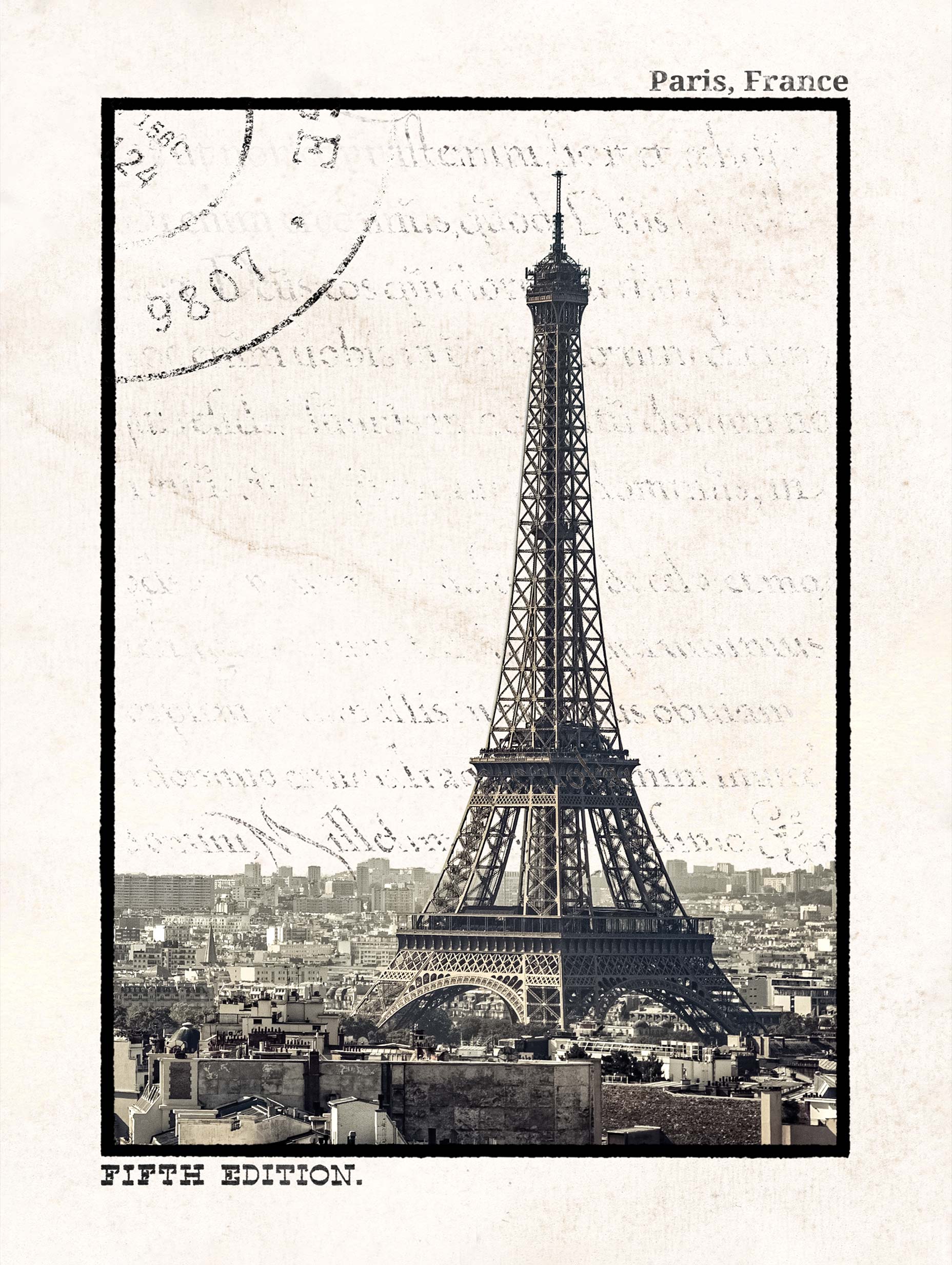 Paris, Fifth Edition Vintage Eiffel Tower Poster