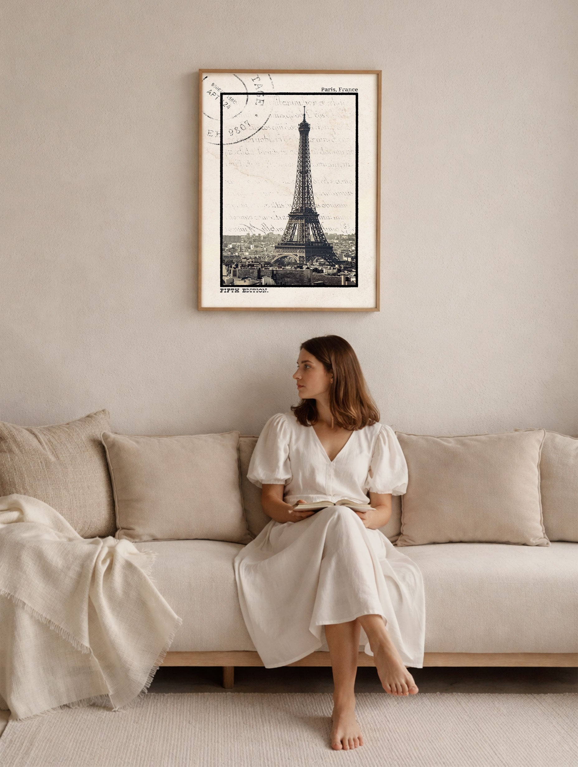 Paris, Fifth Edition Vintage Eiffel Tower Poster Mockup