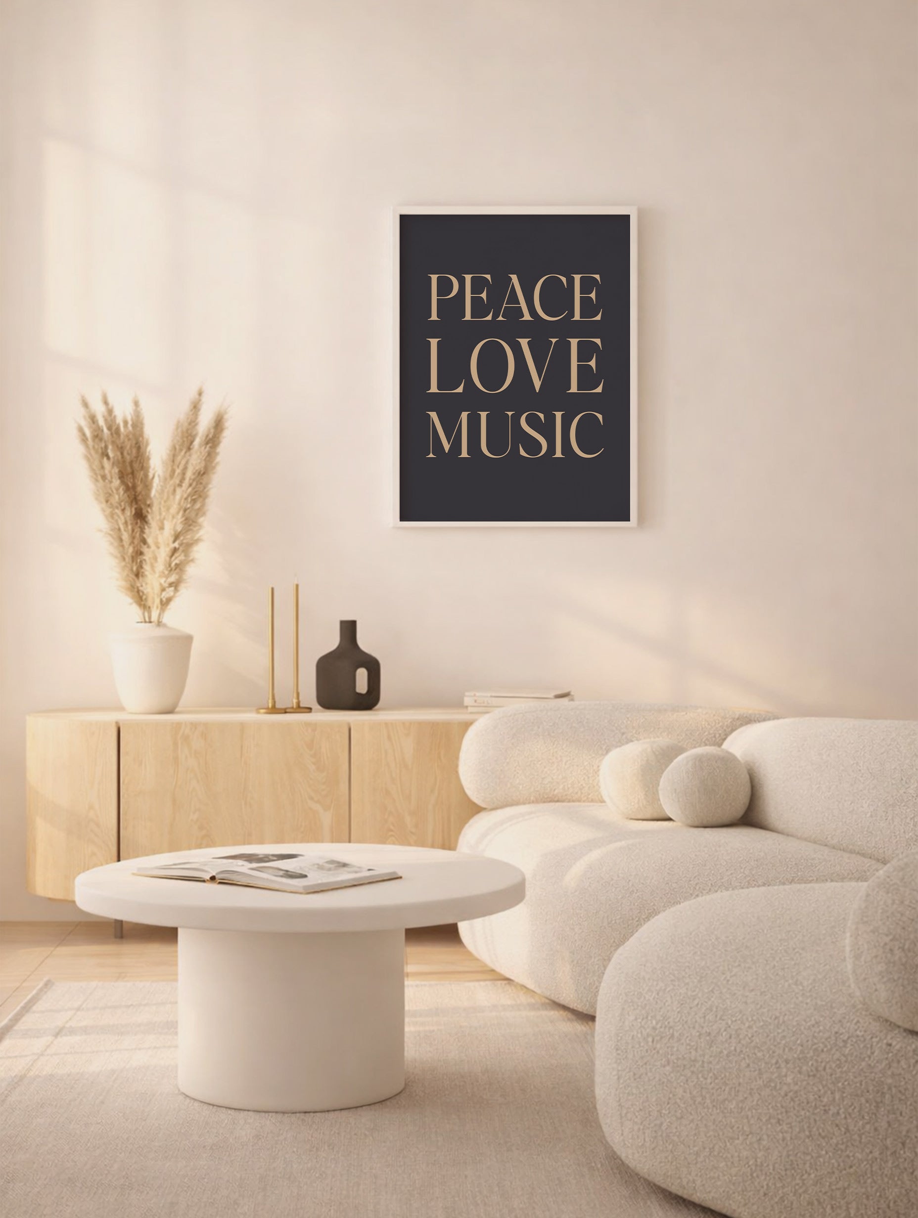 Peace Love Music Typography Poster Mockup