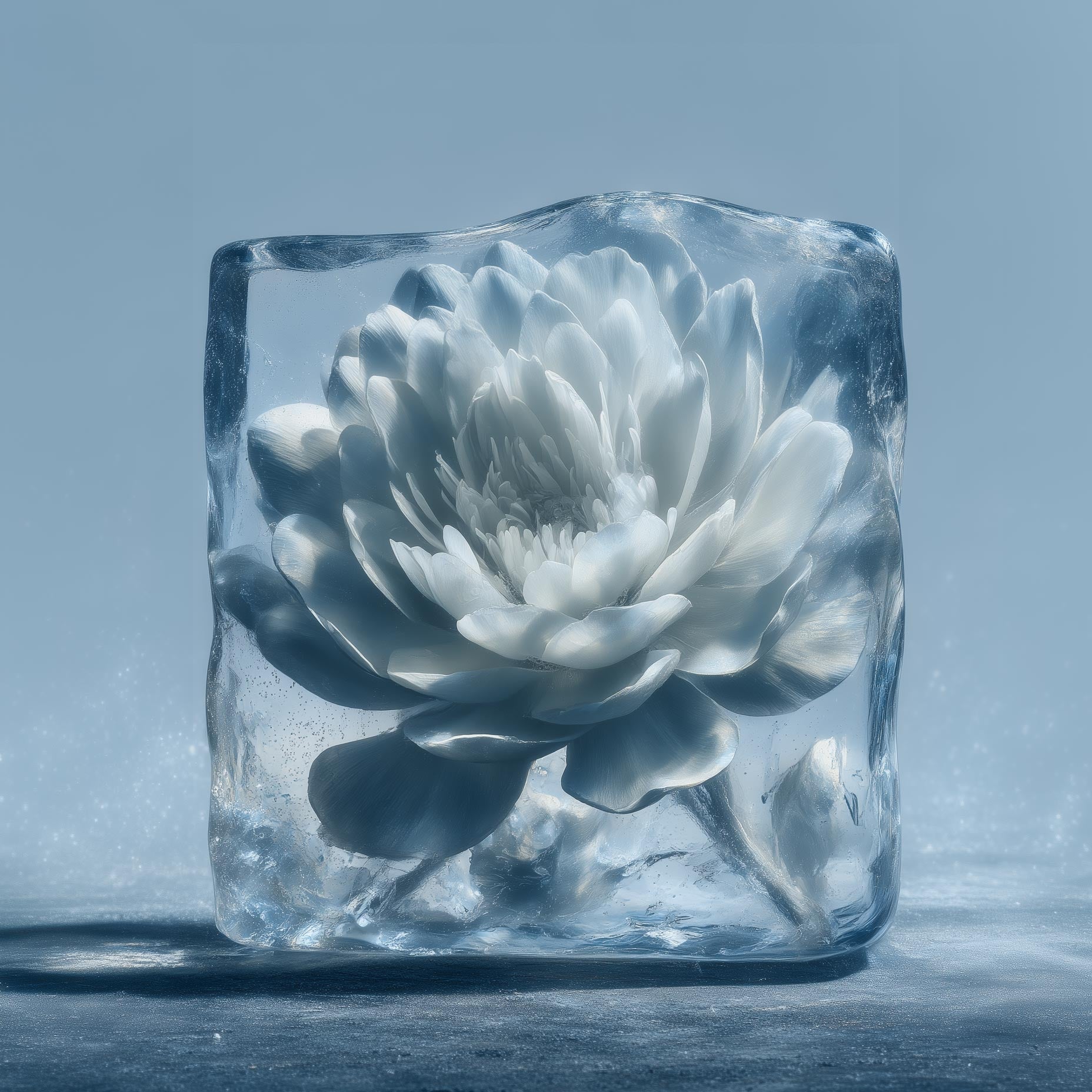 Peony Ice Block Flower Poster