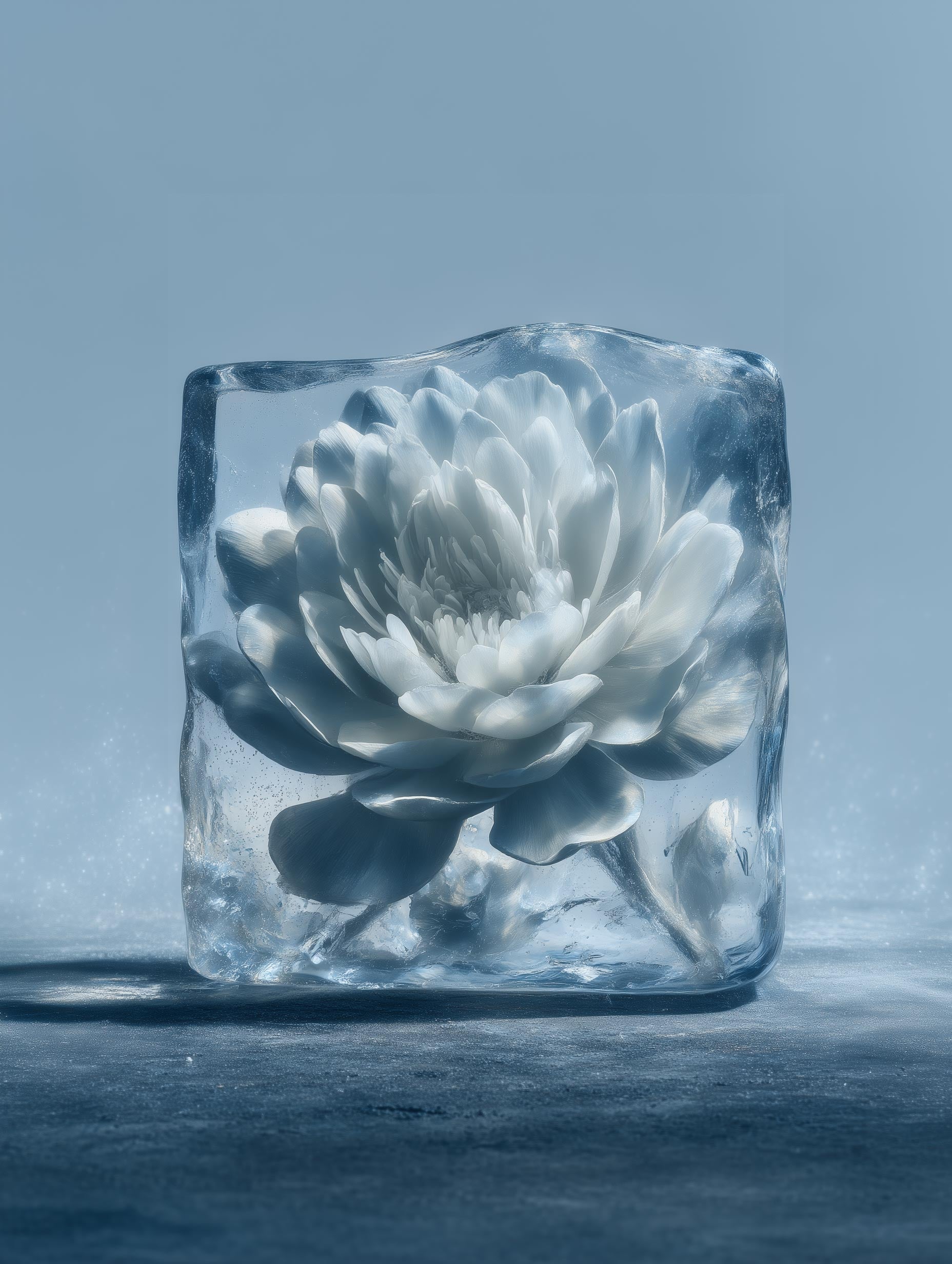 Peony Ice Block Flower Poster