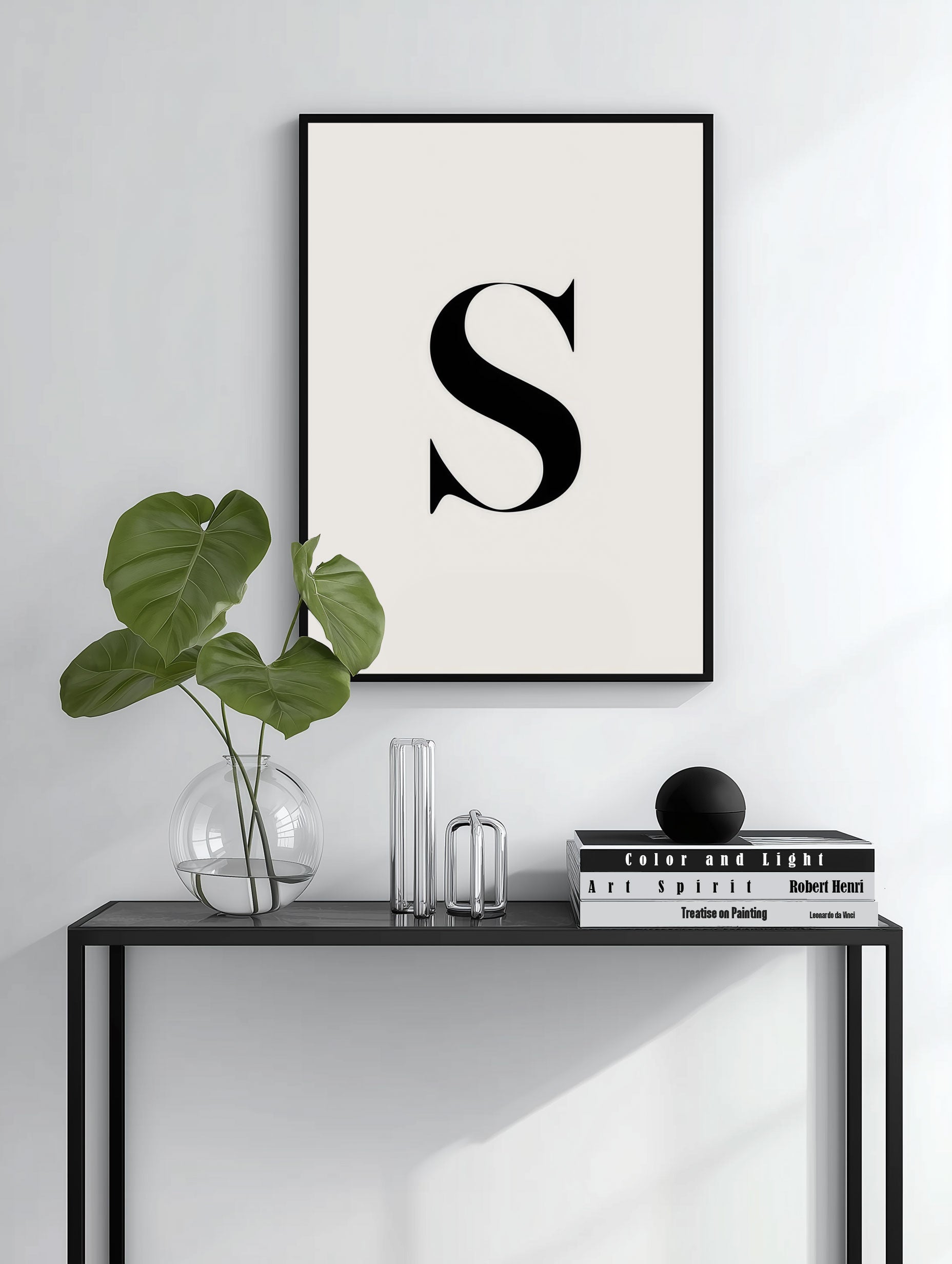 Personalized Letter S Minimalist Typography Poster Mockup