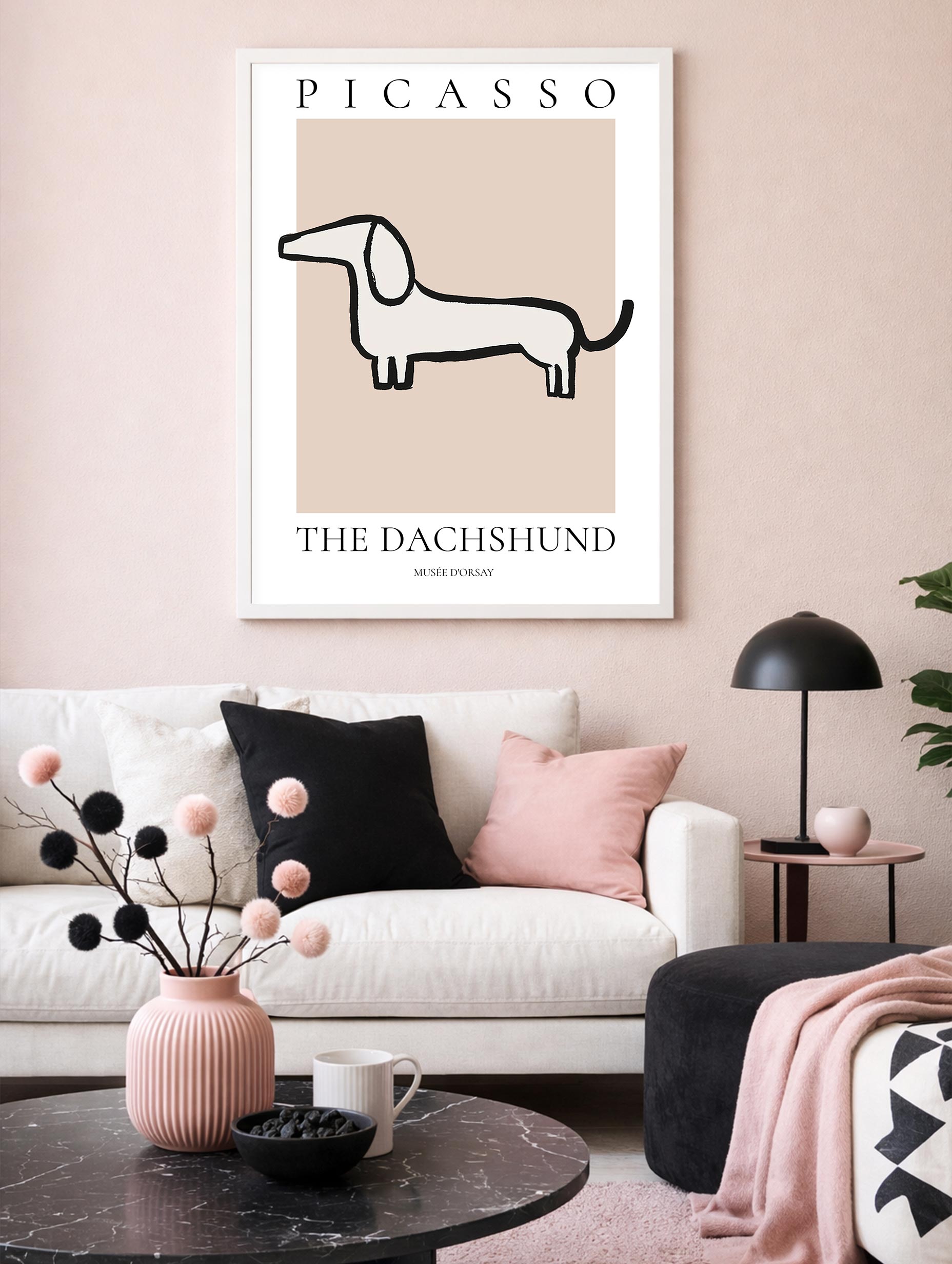 Picasso Dachshund Animal Poster Mockup