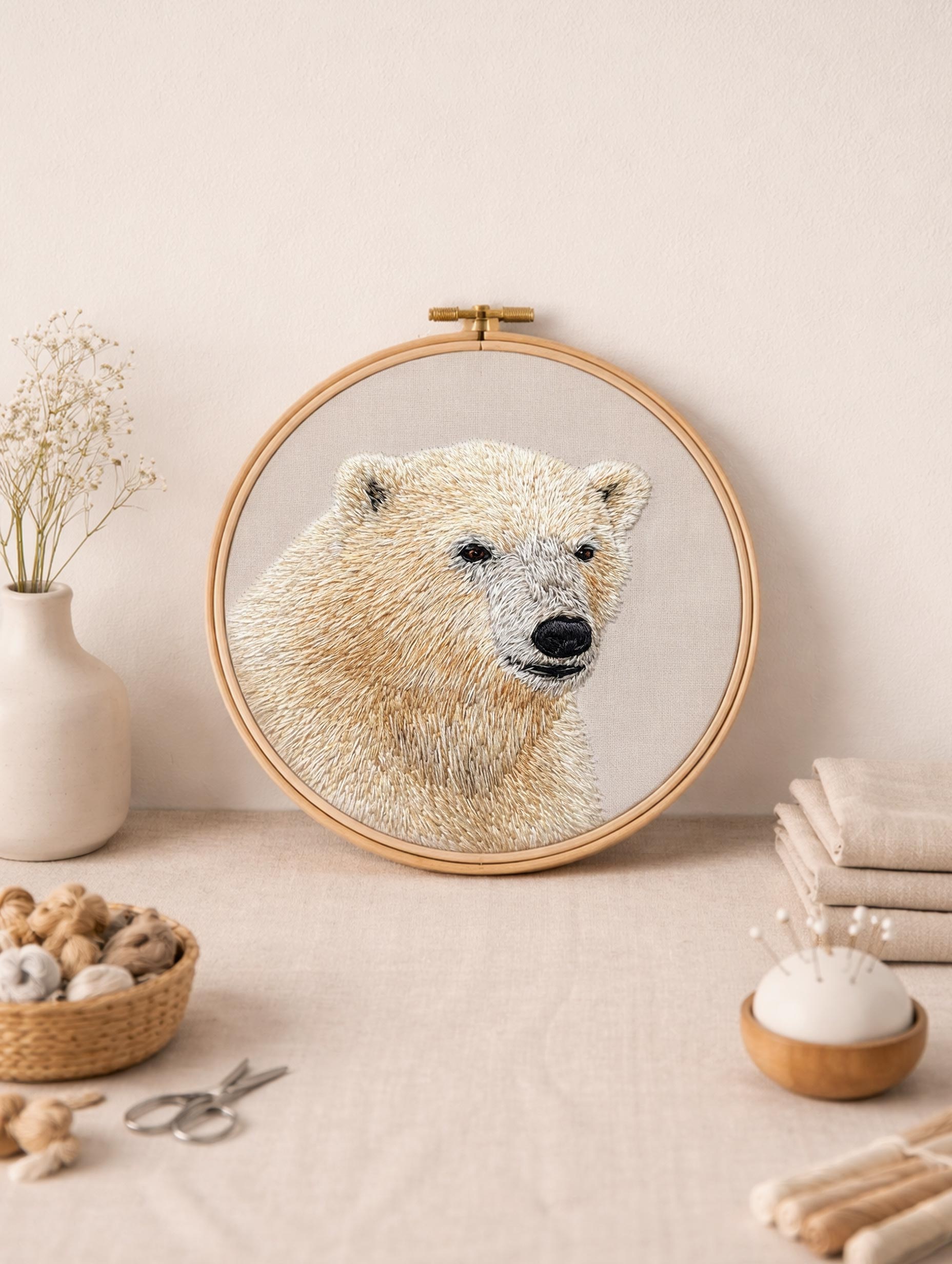 Polar Bear Premium Embroidery Design for Wall Art