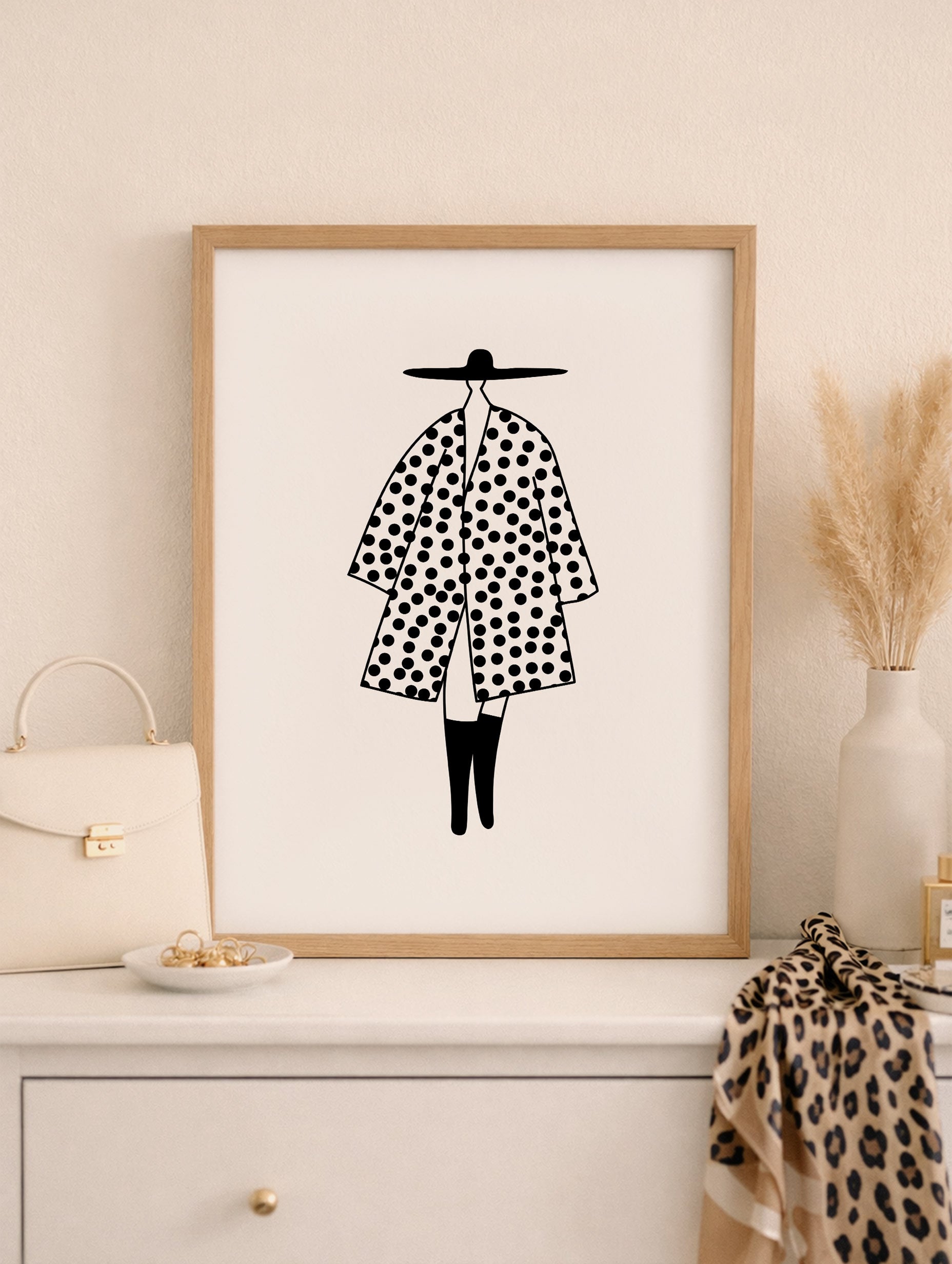 Polka Dot Figure Black and White Poster Mockup
