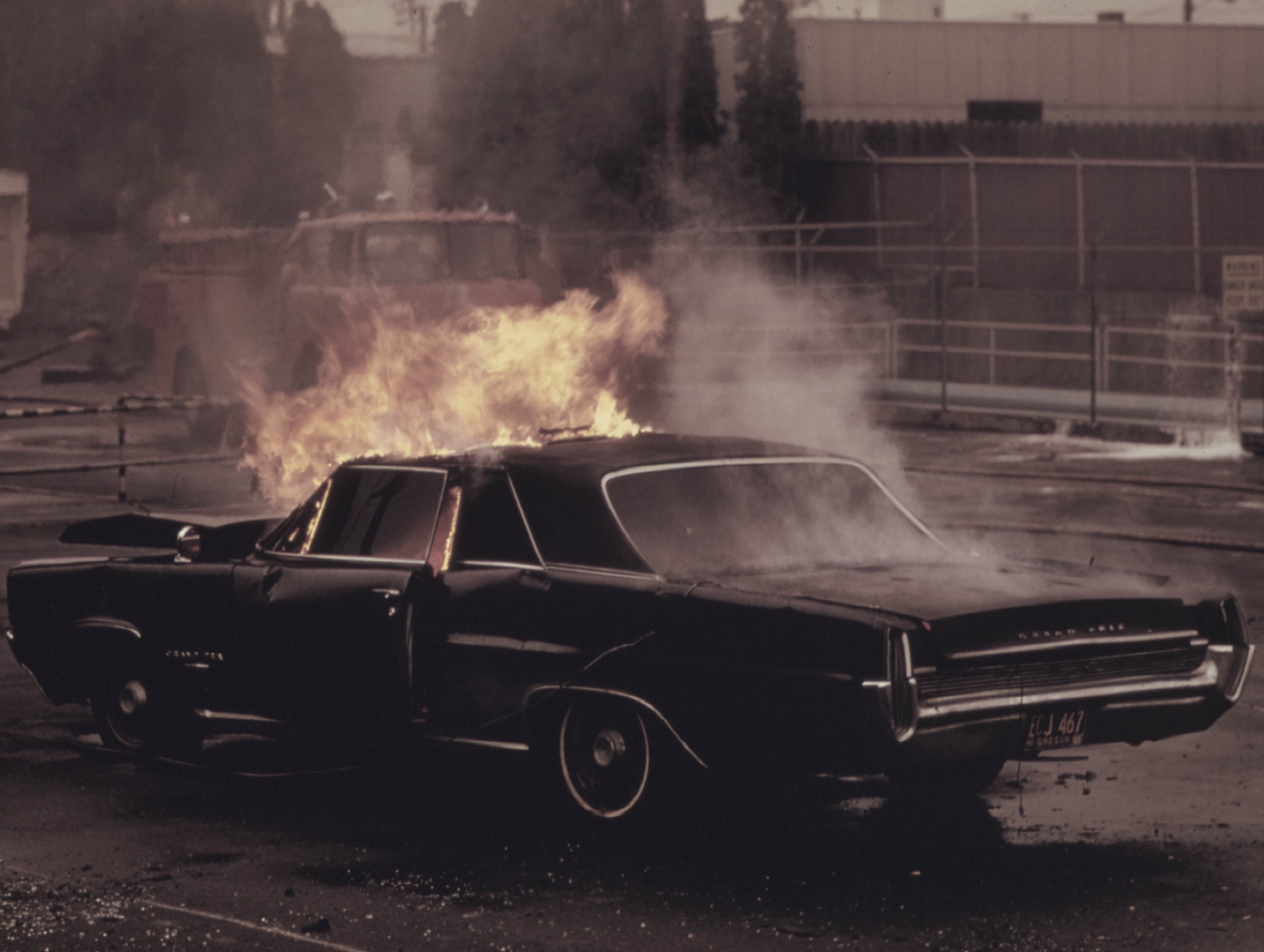 Pontiac Grand Prix Vintage Burning Car Poster