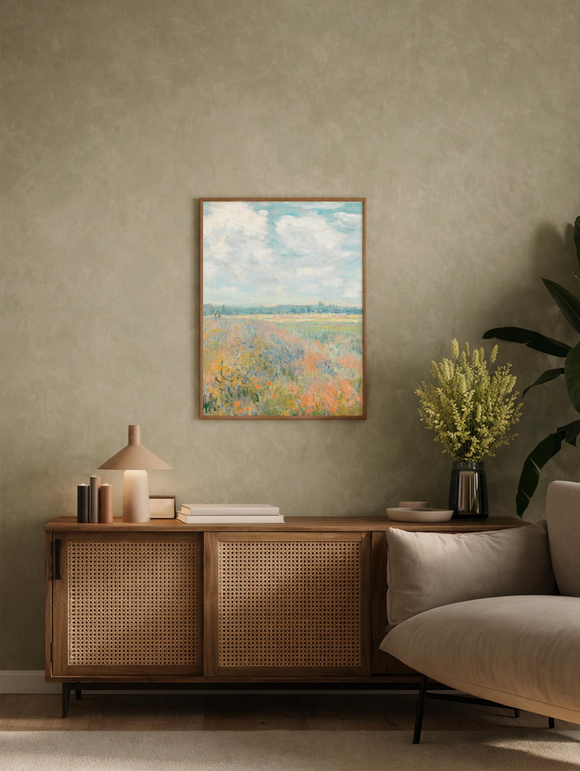 Poppy Fields near Argenteuil (Coquelicots) Claude Monet Art Print Mockup