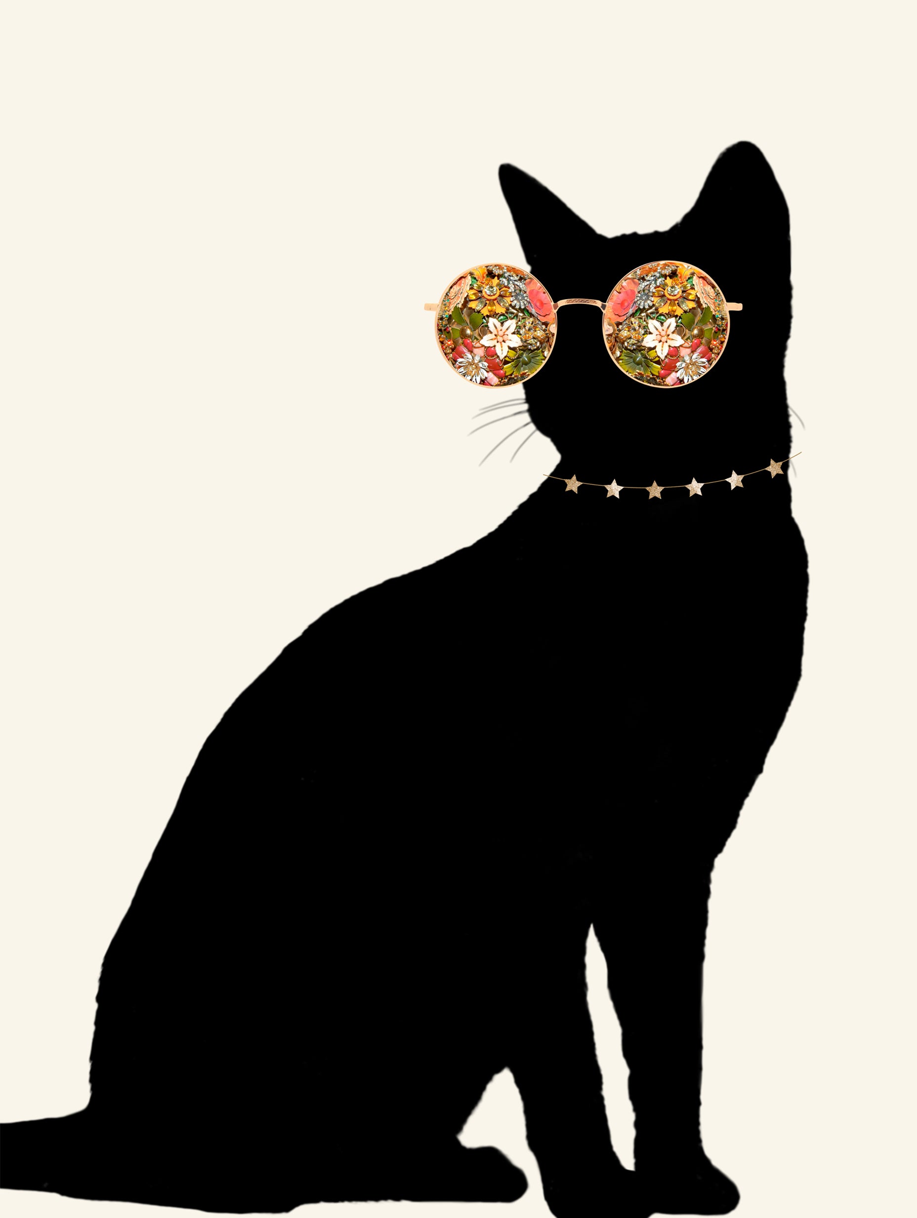 Plakat med svart katt og dyr