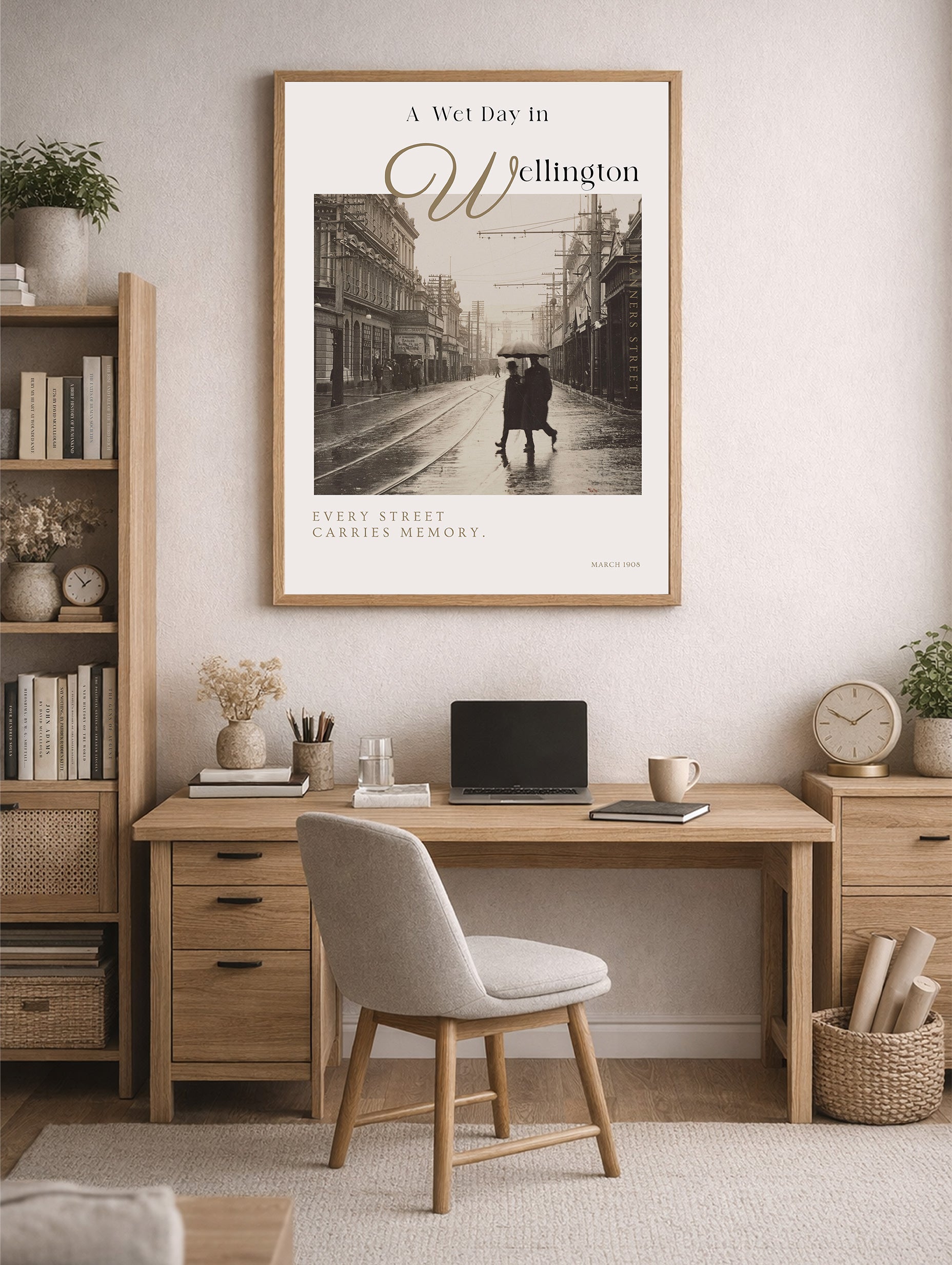 En våt dag i Wellington vintage plakat