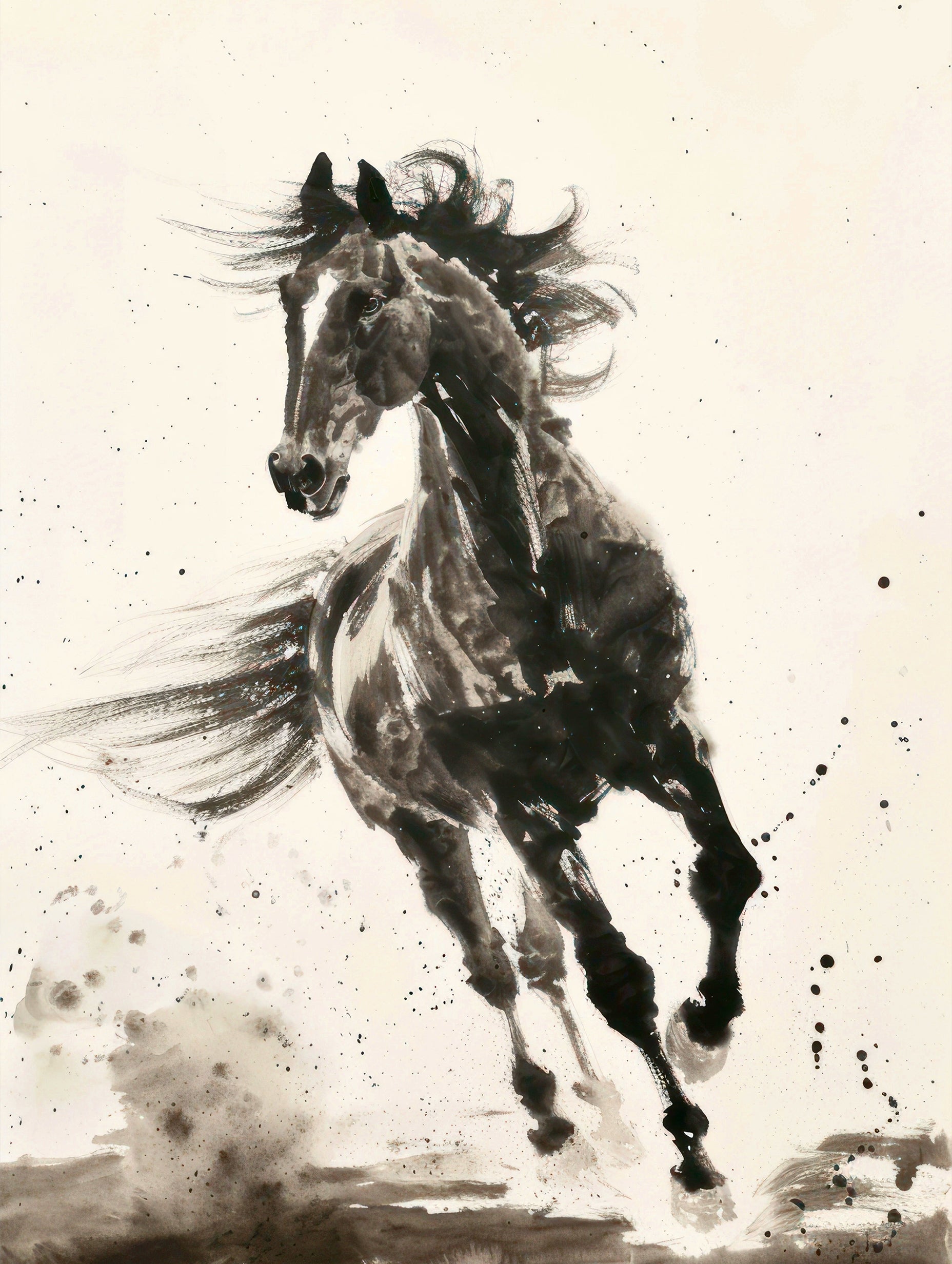 Dyretrykk med løpende hest