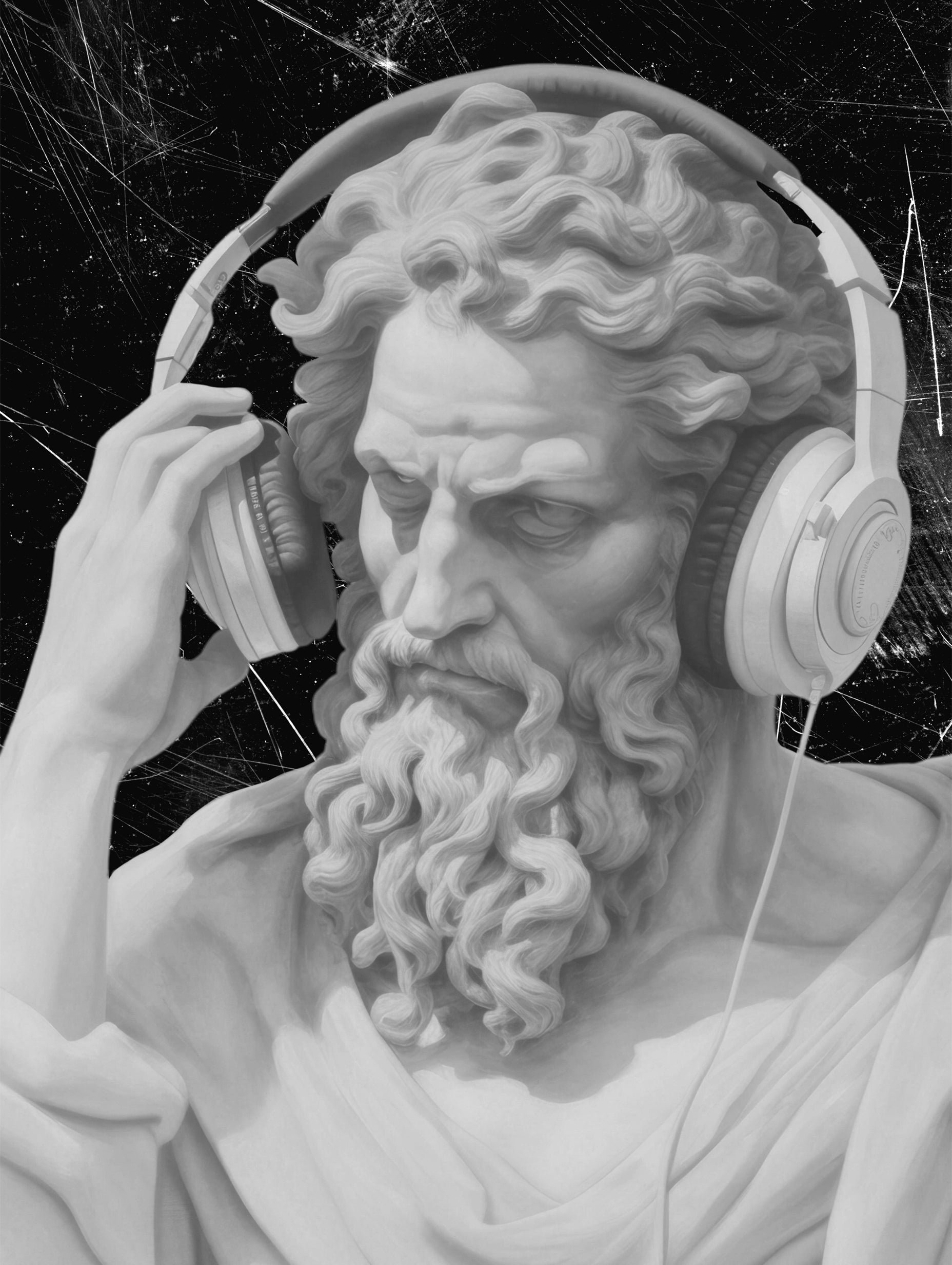 Michelangelo's sculpture of Moses Black and White Poster