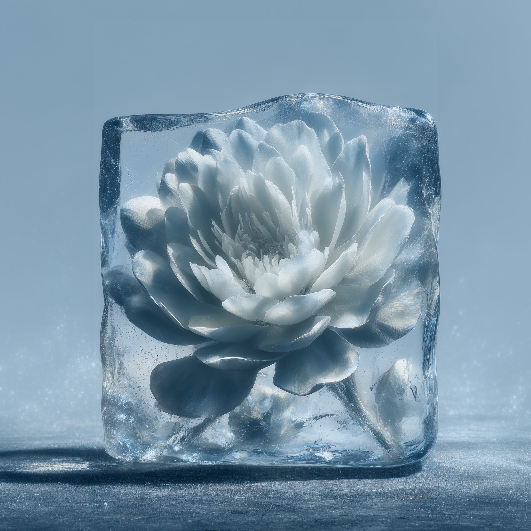Peony Ice Block Flower Poster