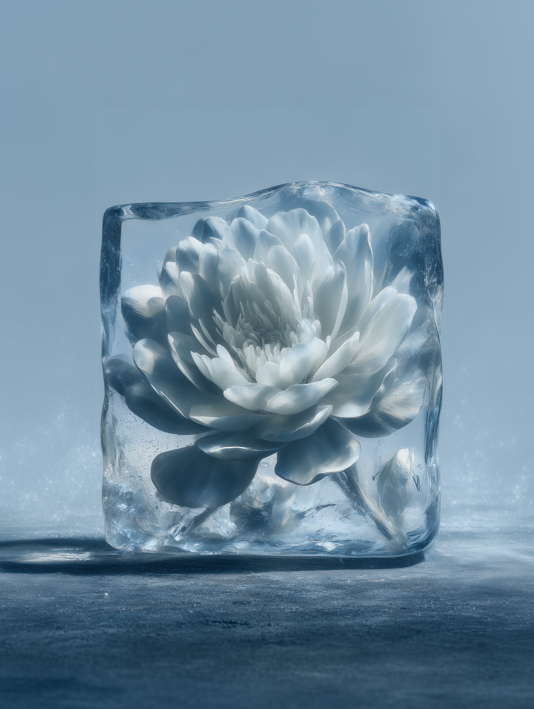 Peony Ice Block Flower Poster