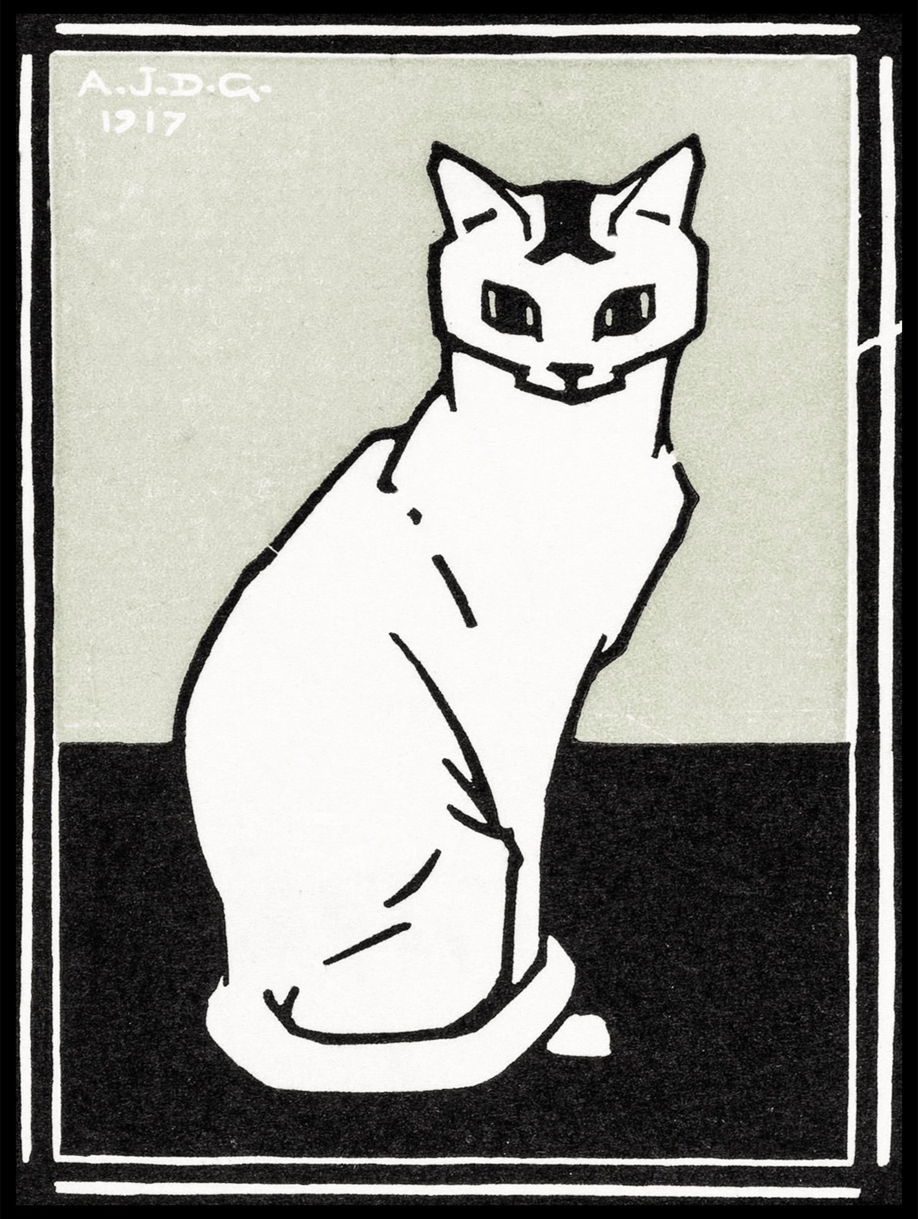 Sitting Cat Julie de Graag Animal Art Print