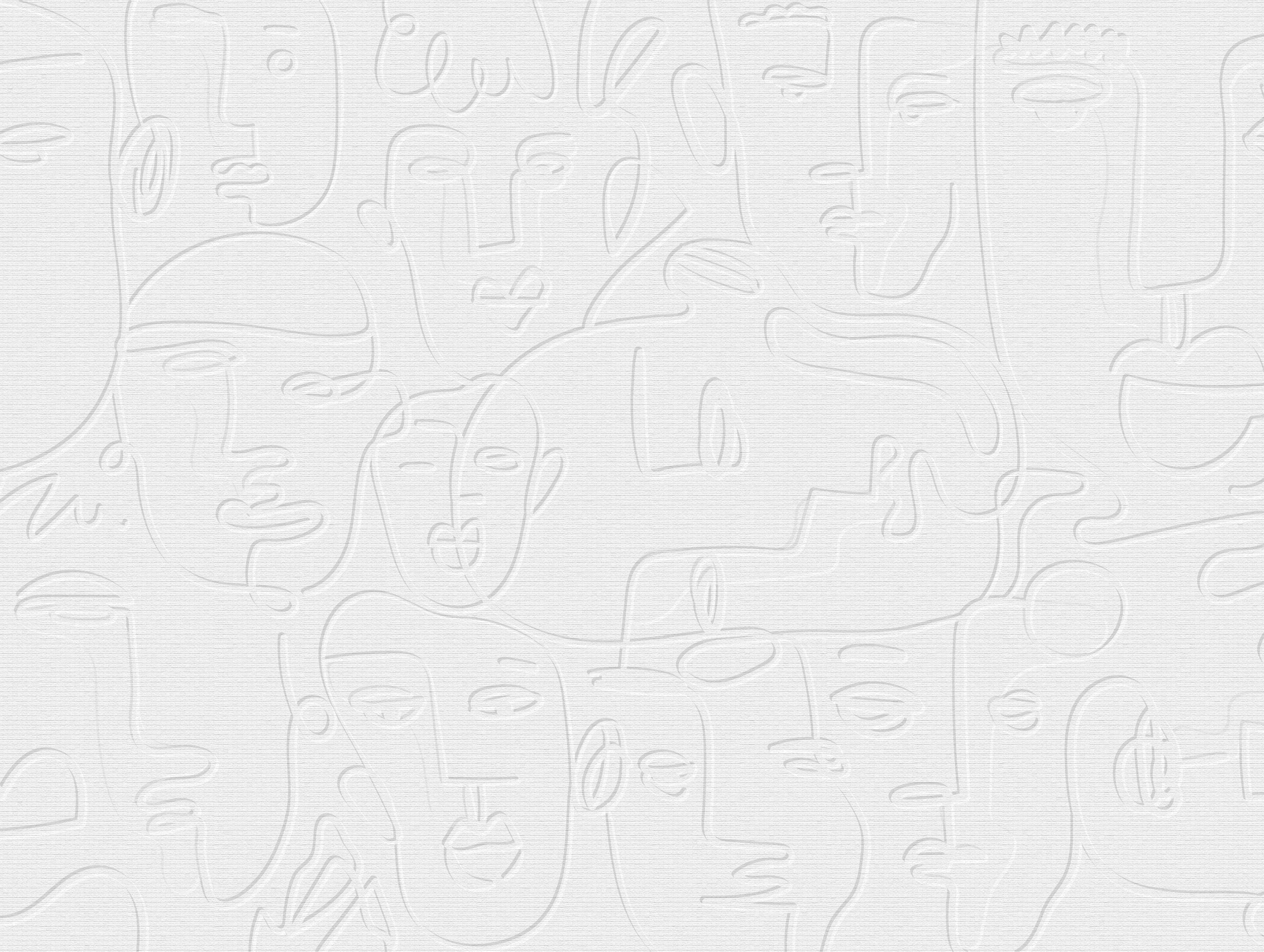 Abstract Faces Line Art Print