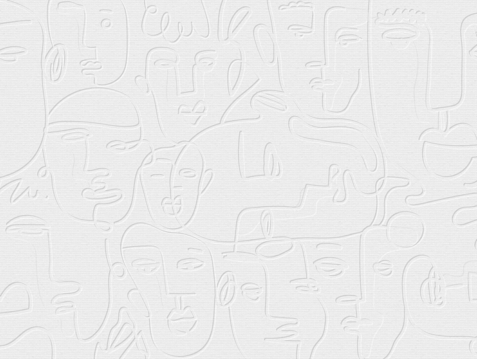 Abstract Faces Line Art Print