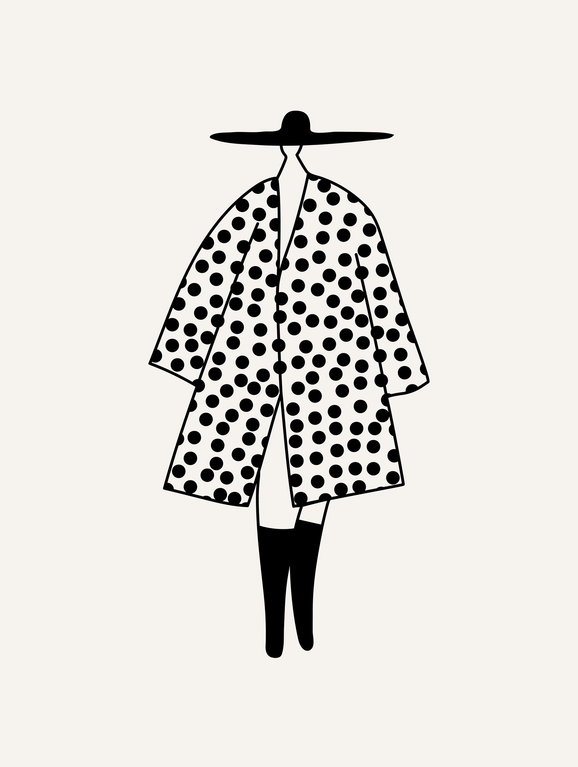 Polka Dot Figure Black and White Poster